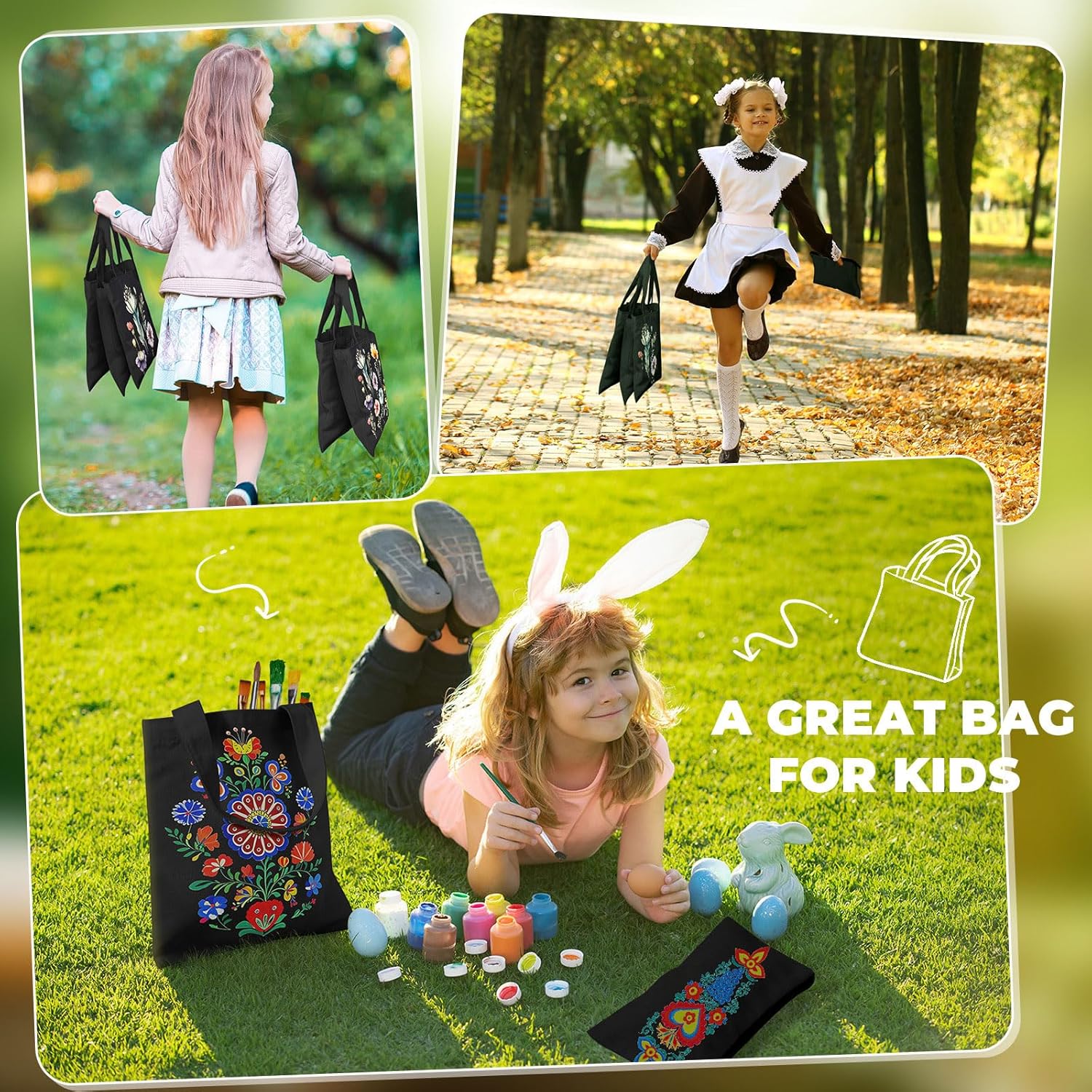 Amylove 24 Pcs Mini Blank Bag Bulk Include Blanks Small Tote Bag Blanks and Small Pouches with Zipper for Sublimation Painting DIY (8.5 x 8,Black) - Image 4