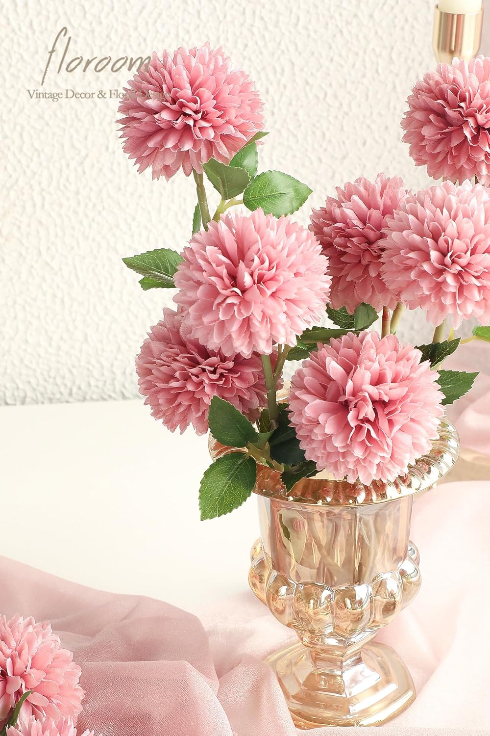 Floroom 12pcs Dusty Rose Faux Silk Mums Artificial Flowers Bulk Fake Chrysanthemums with Stems for DIY Wedding Table Centerpieces Floral Arrangements Vase Fillers Home Decorations - Image 4