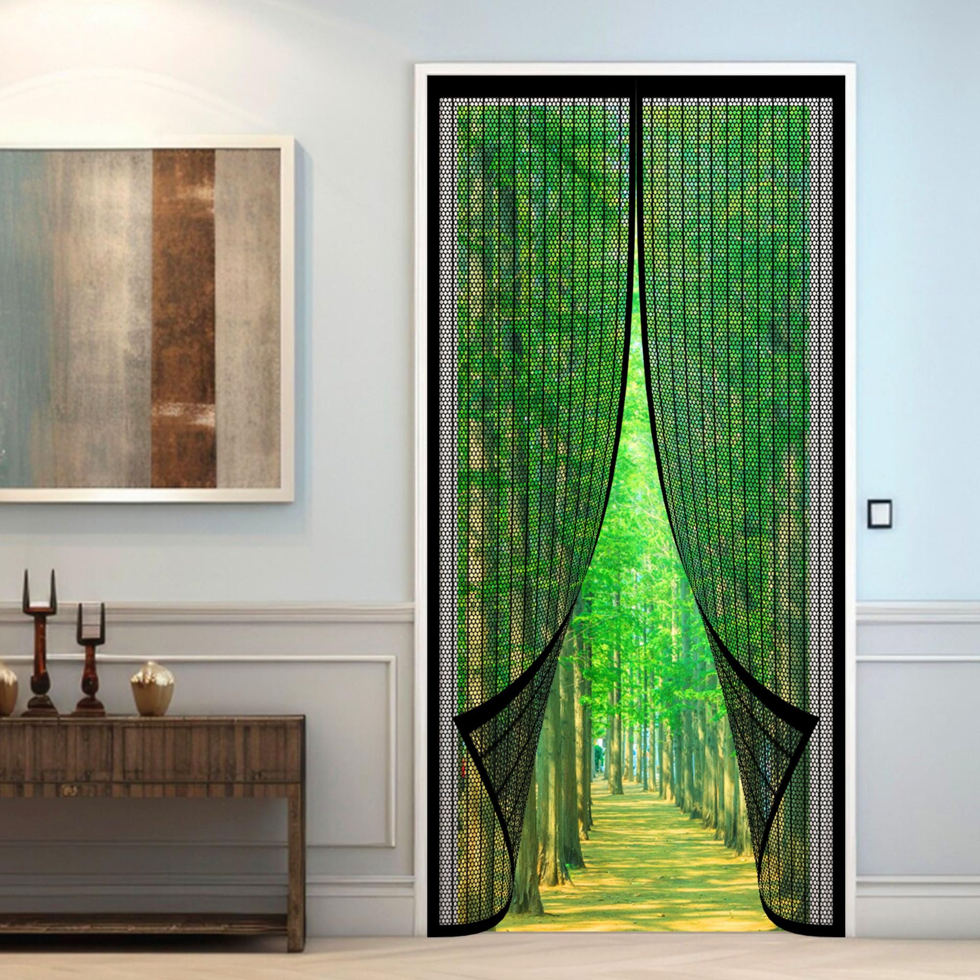 Rideau magnétique fermeture automatique 80x191 moustiquaire porte patio extérieur