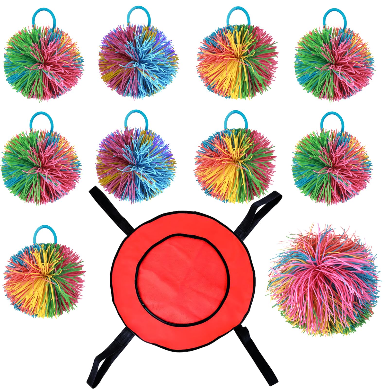 Sensory Fidget Stringy Balls, Bouncy Stress Balls, Colourful Silicone Stringy Balls, Silicone Sensory Balls for Family Games, Friends, Pack of 10