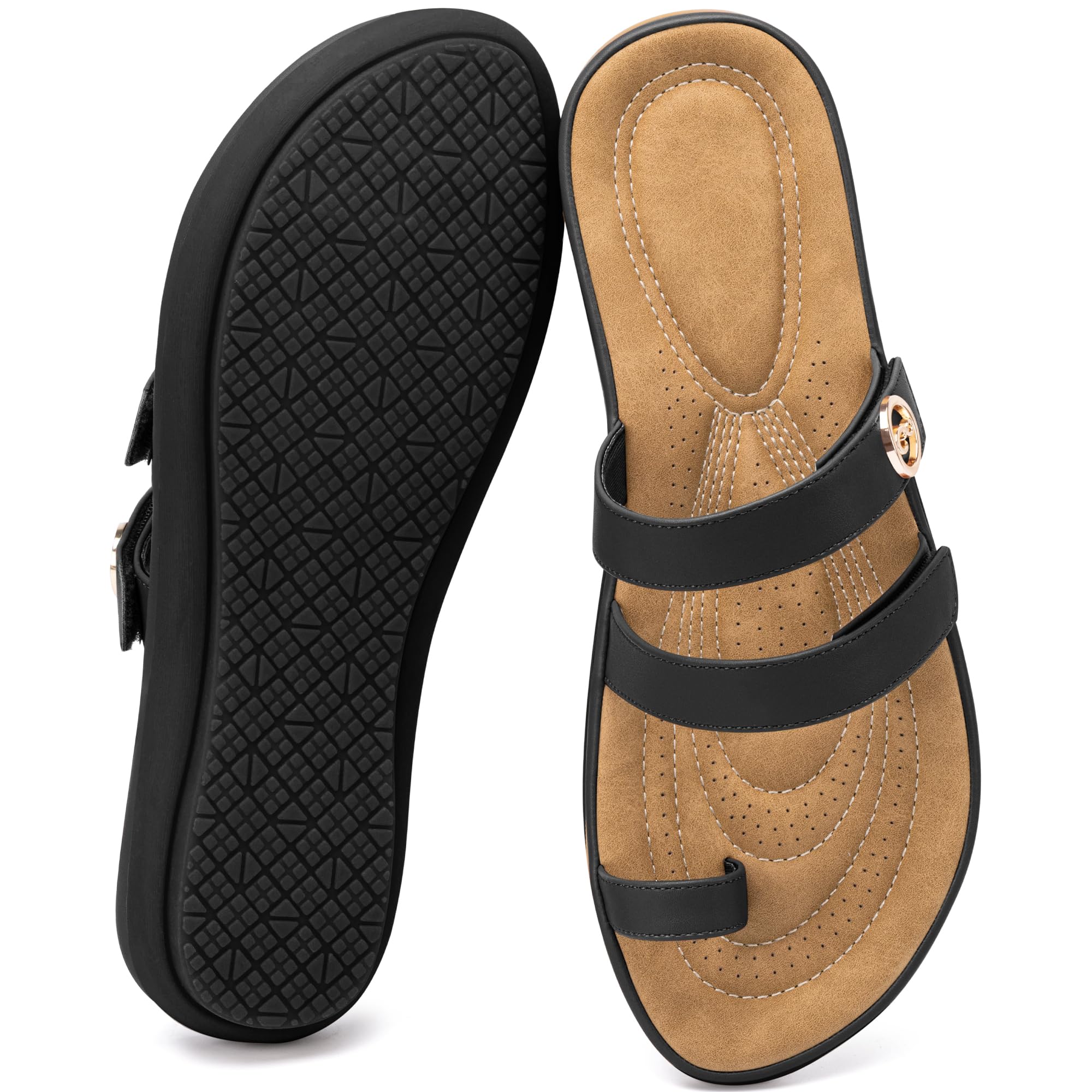 Photo 1 of Larwen Comfortable Womens Slide Sandals: Slip-On & Cloud-Soft Cushioned for Daily Errands & Home - Breathable & Anti-Slip for All-Day Confidence in Summer - Busy Women 25-45