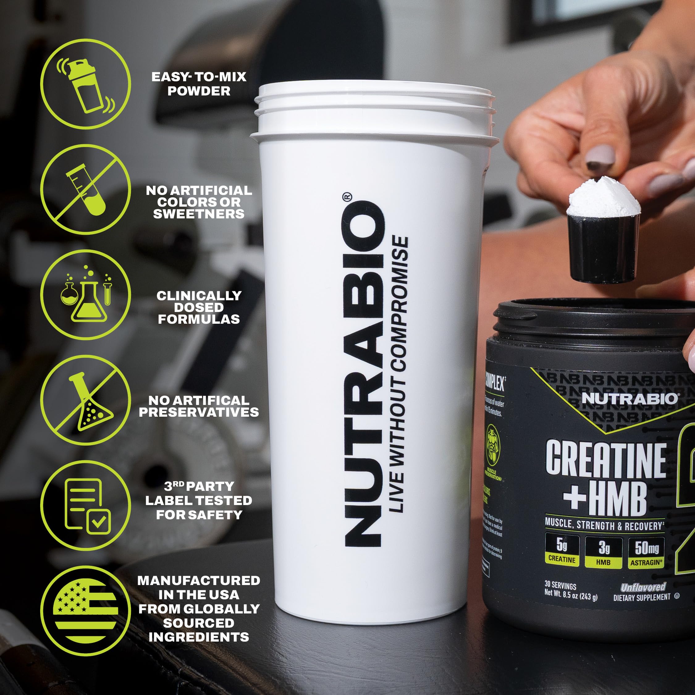 NutraBio Creatine + HMB- Creatine Monohydrate with HMB Powder for Muscle Growth, Increased Strength- 30 Servings (Unflavored) — Amazon image 4