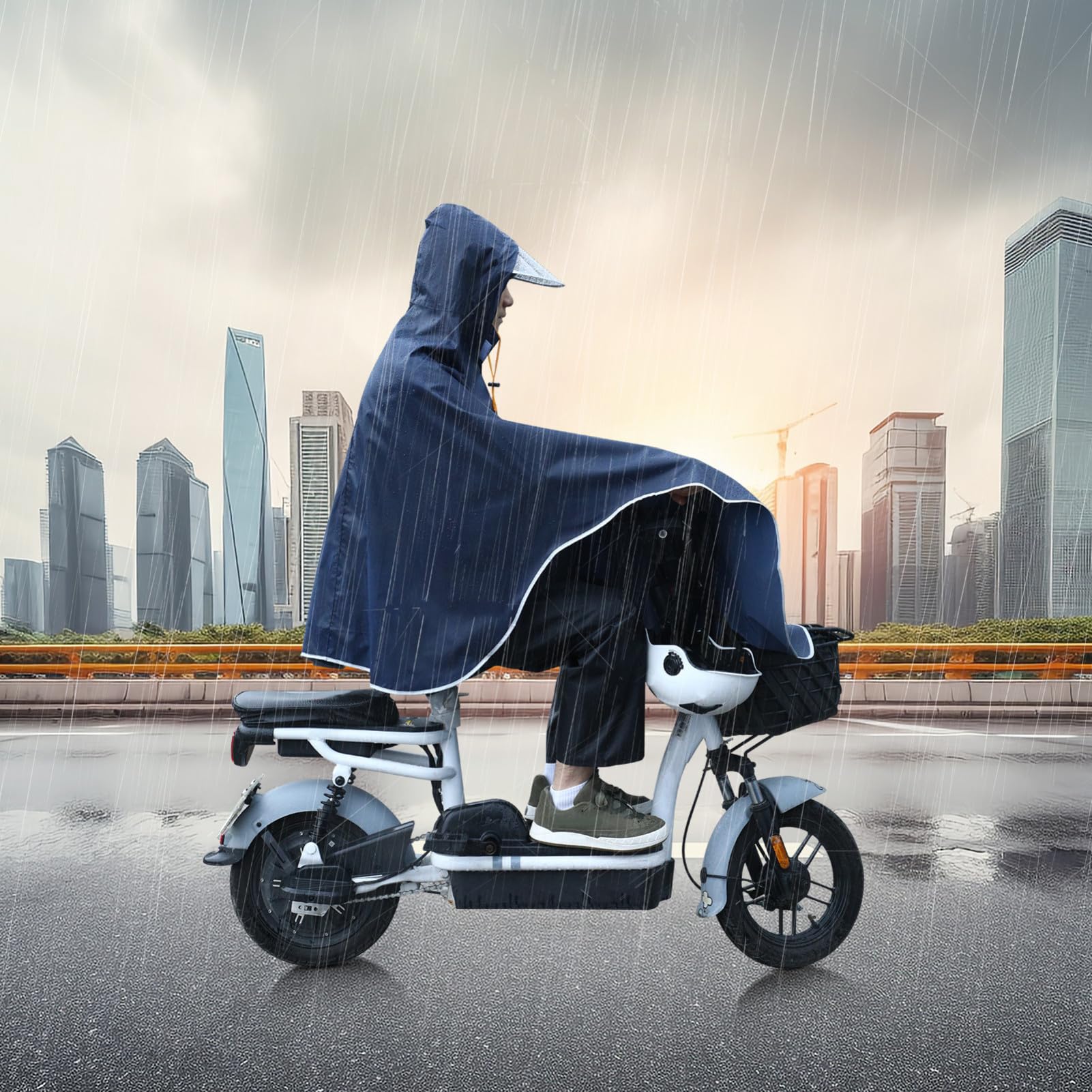 FRCOLOR Poncho Antipioggia per Bicicletta e Scooter Windproof Leggero Unisex per Città e Attività all'Aperto