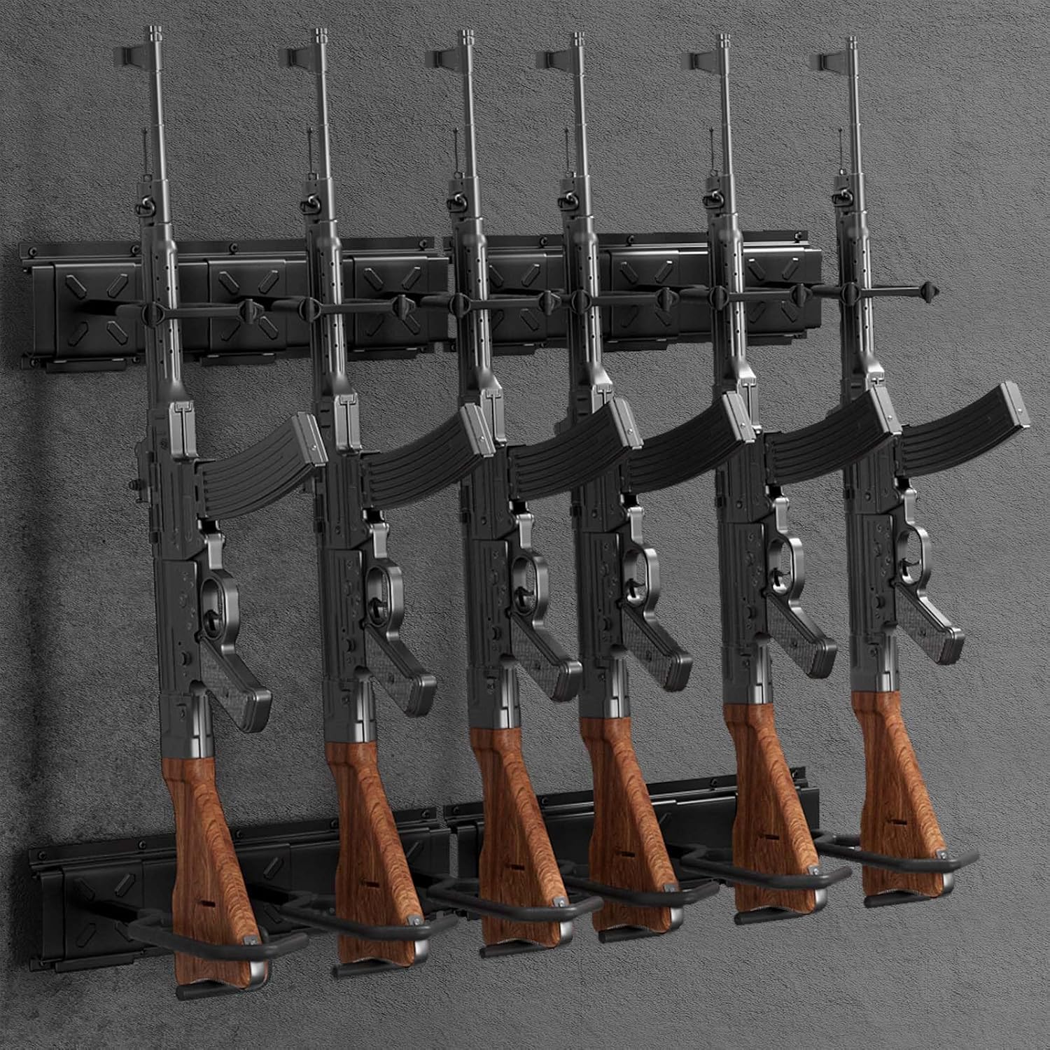 Indoor gun rack wall mount for rifles and shotguns