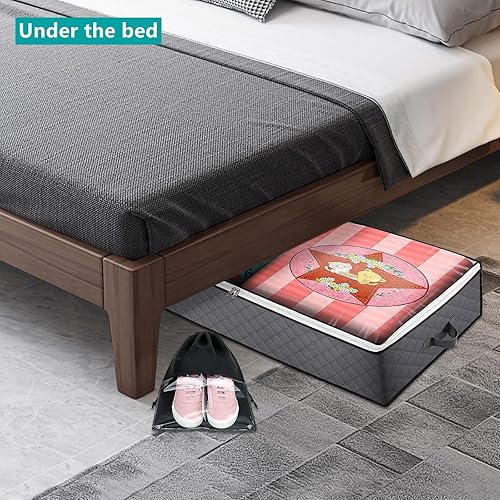 Miniatura 6 de Paquete de 3 bolsas de almacenamiento debajo de la cama bolsa de almacenamiento plegable de 100 l contenedores de almacenamiento de gran capacidad