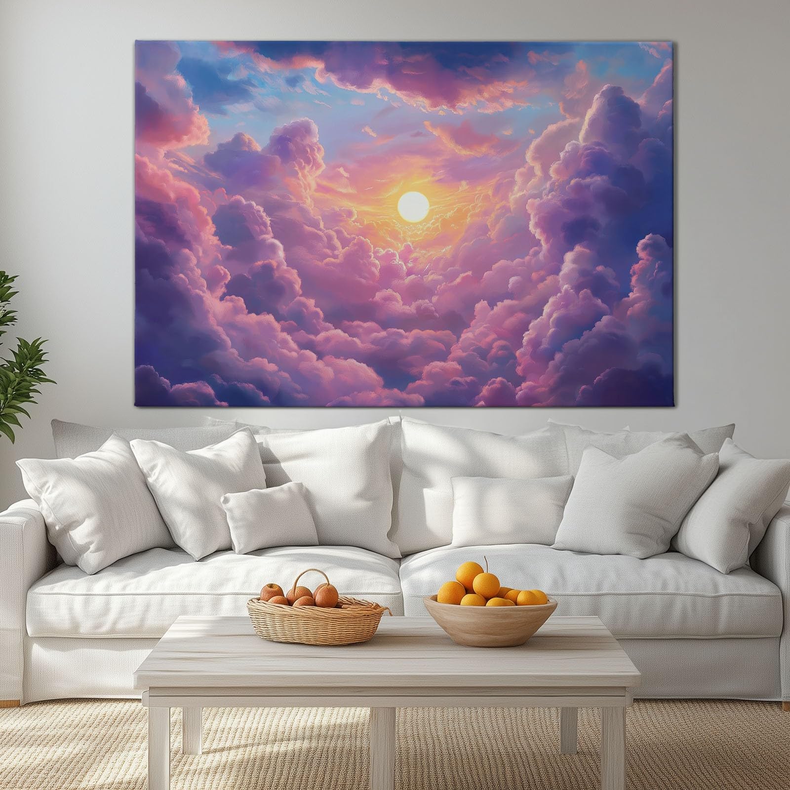 Impression sur Toile avec Cadre en Bois Photo Peinture 70x50 cm Tableau Decoration Murale Chambre Garçon Gaming, Art Moderne Nébuleuse Violette Espace Onirique