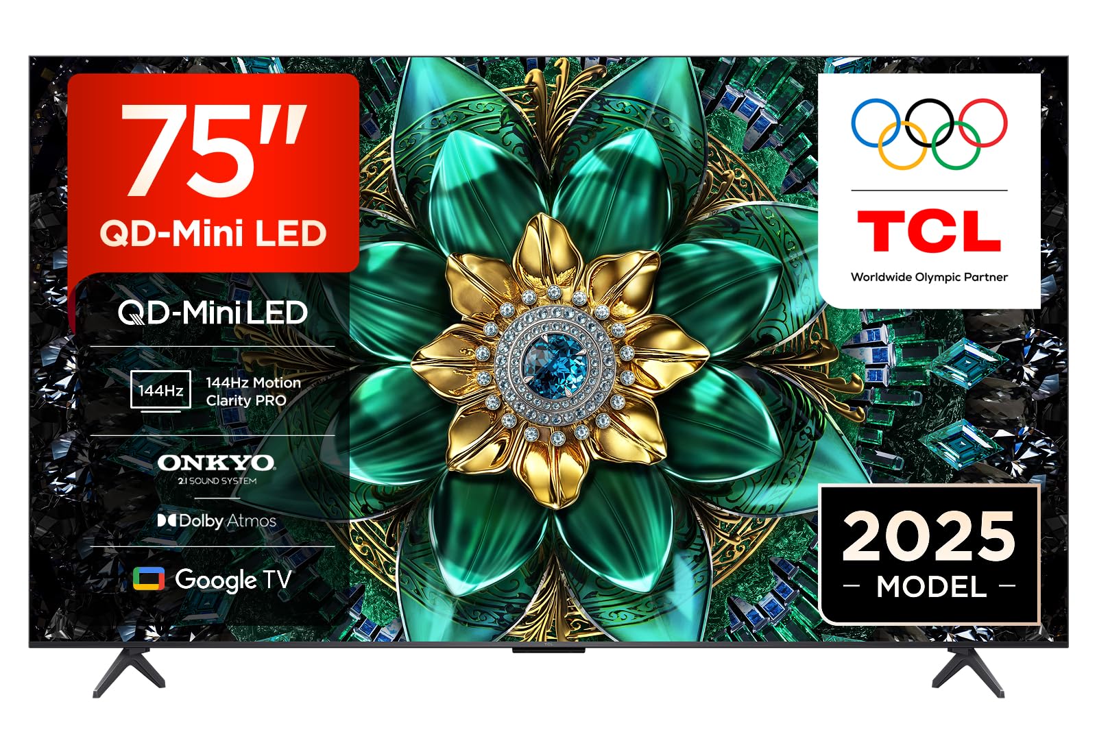 – 75Q6C-UK QD-Mini LED TV, 4K HDR Premium 1000nits, Smart TV Powered by Google TV (Dolby Vision IQ & Atmos, Onkyo 2.1 Sound System, 144Hz Motion Clarity Pro, 2025 New Model)