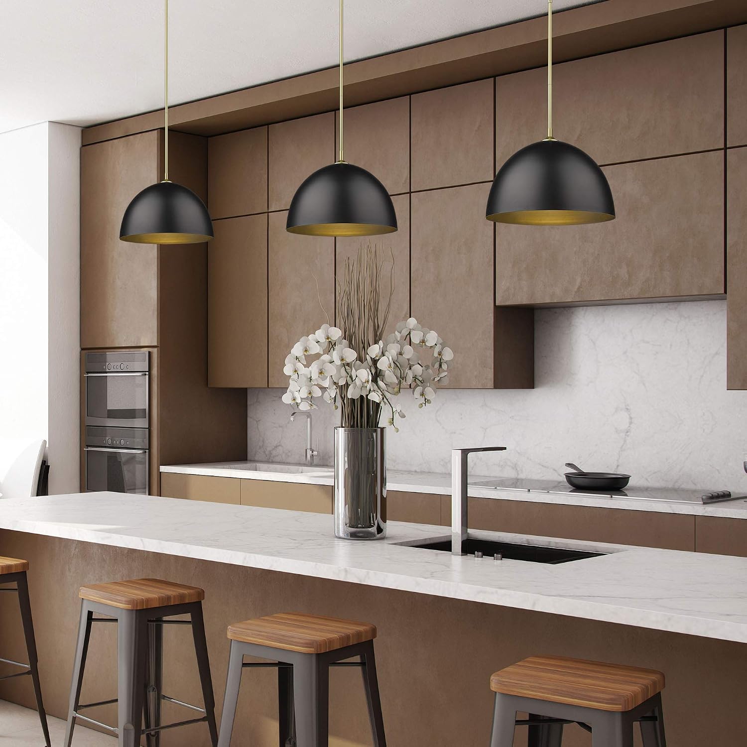 Zoey Large Pendant Matte Black with Matte Gray Shade