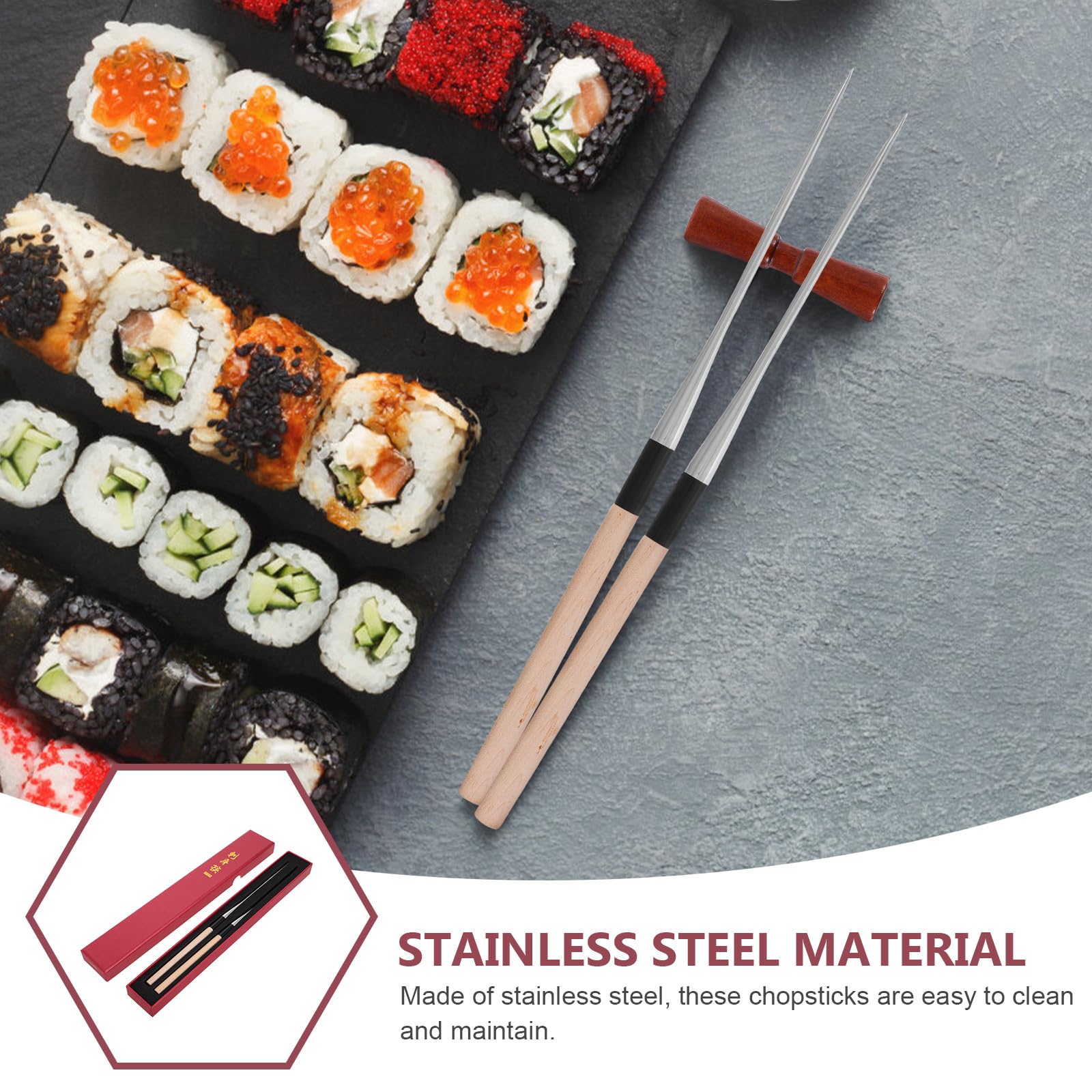 Palillos Japoneses Puntiagudos de Acero Inoxidable, 2 Piezas