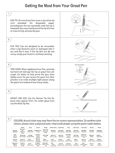 Miniatura 4 de Rotulador de pintura para azulejos negro, paquete de 1 y 2 unidades con puntas adicionales (estrecha, 0.197in), colorante y sellador impermeable