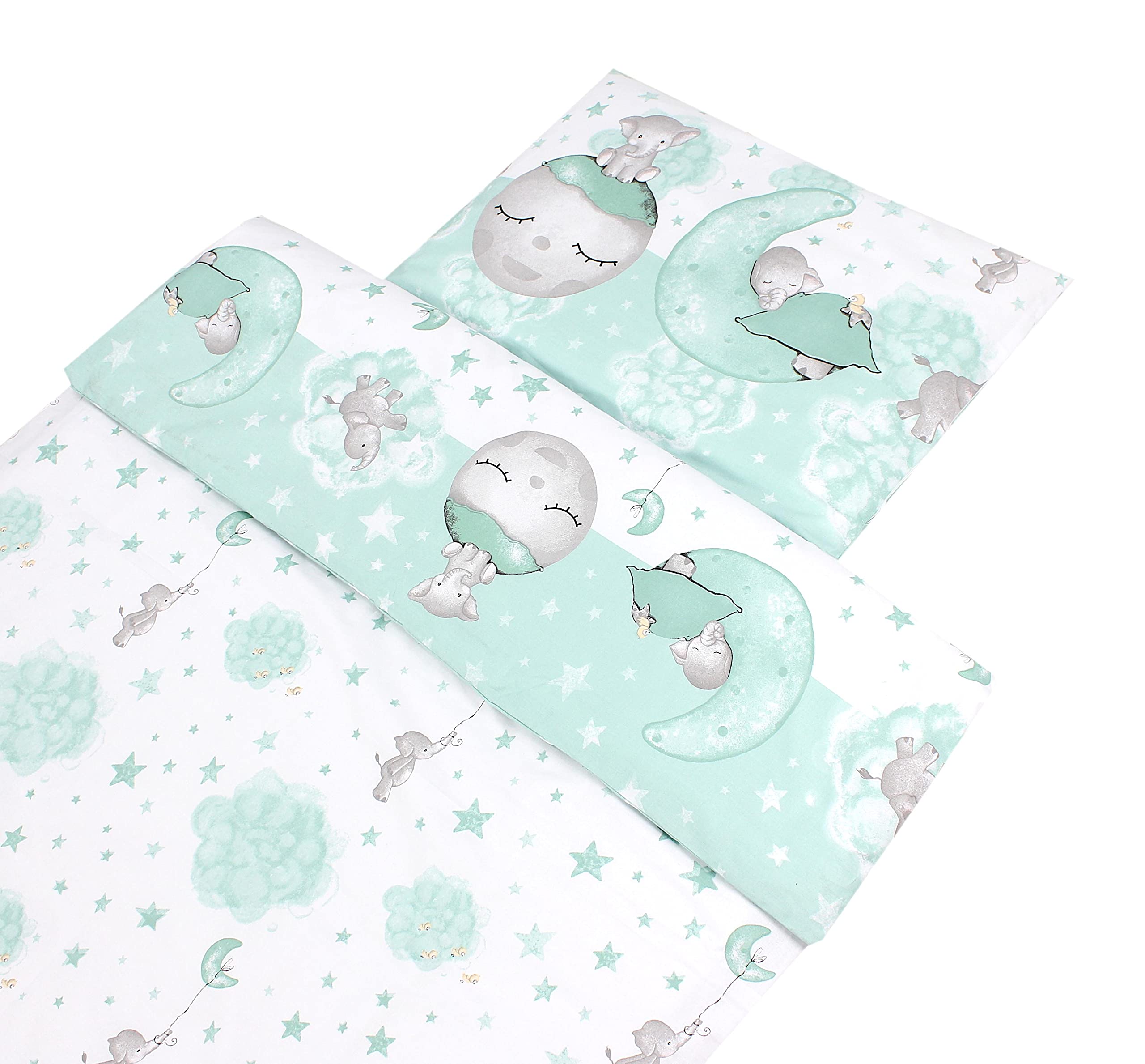 TupTam Juego de Ropa de Cama para Niños, de 2 Piezas., Luna con Elefante/Menta, 120x90 cm — view 4