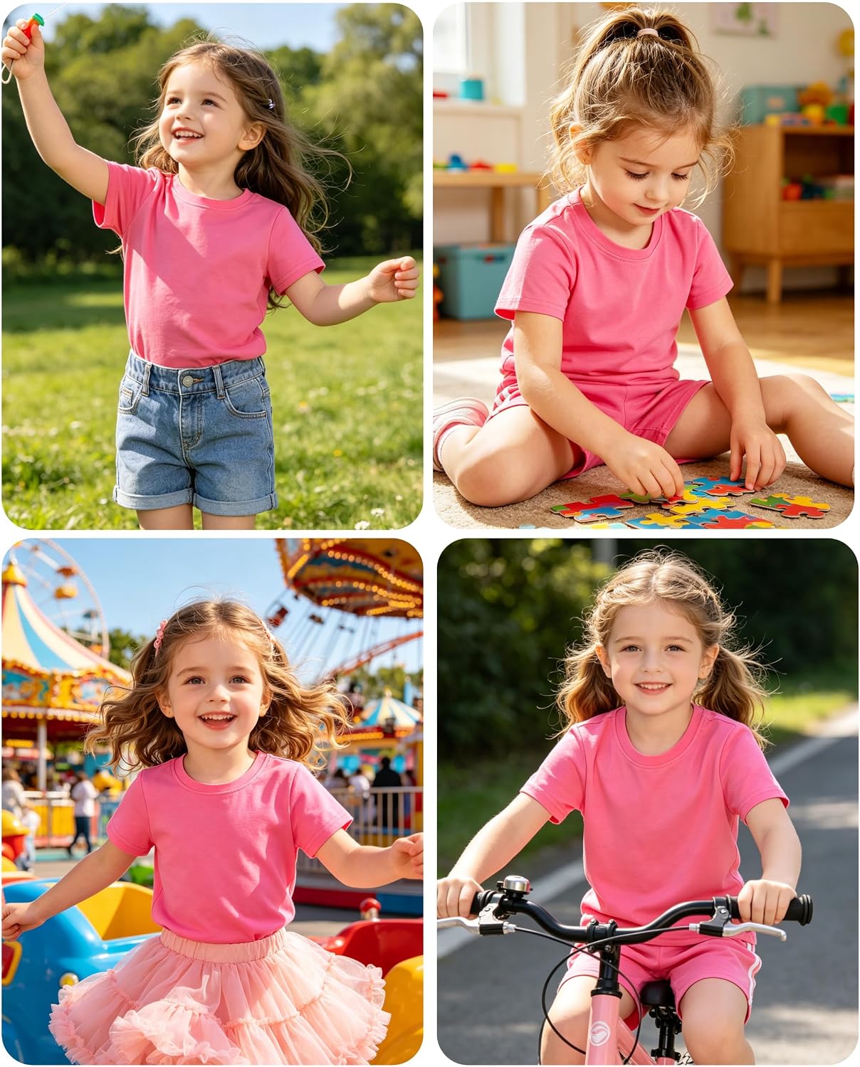 Toddler Girls Short Sleeve Crewneck T Shirt Baby Summer Top Basic Plain Tee Solid Casual Clothes Size 2-5T