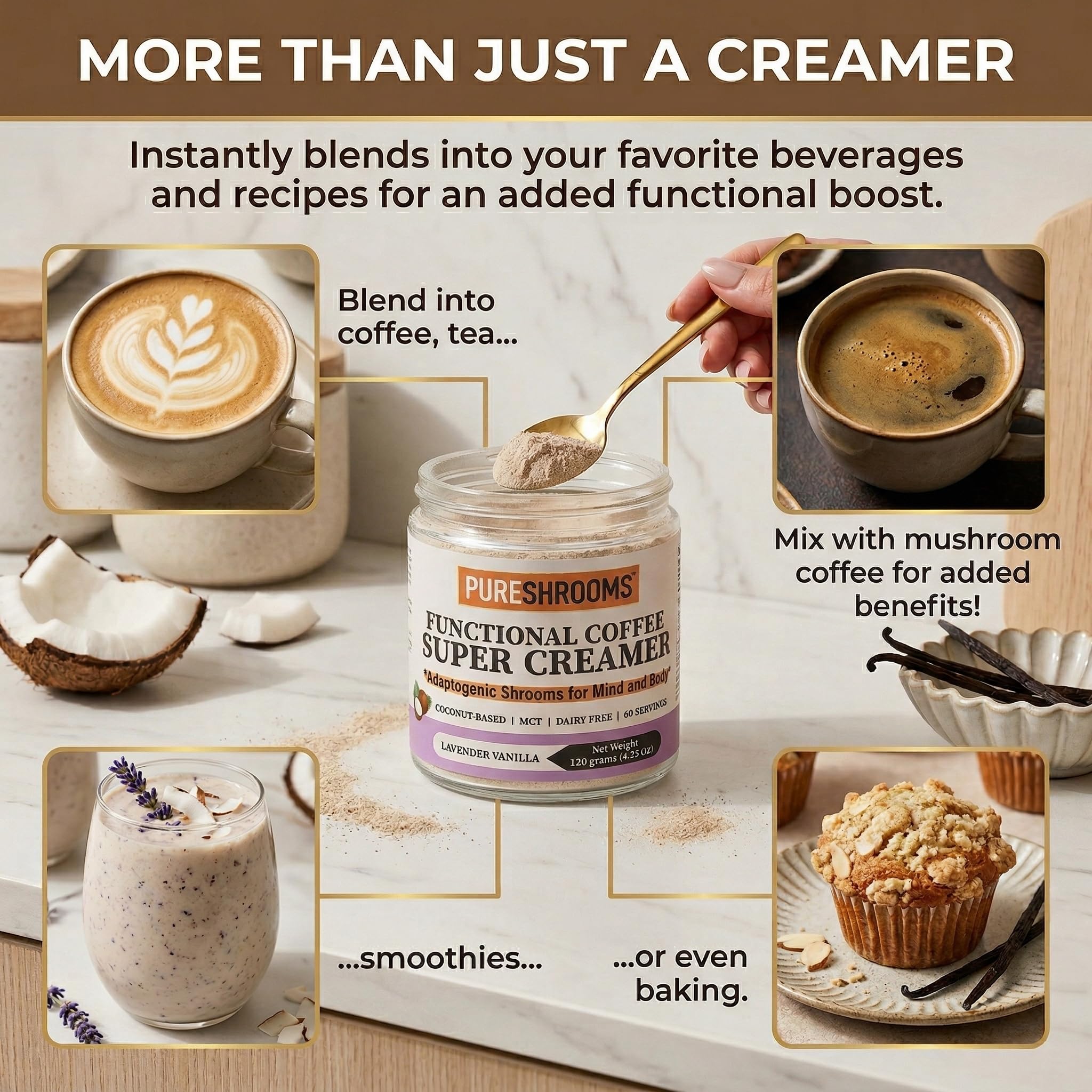 Amazon.com: PureShrooms Original Creamer (Lavender Vanilla) : Home