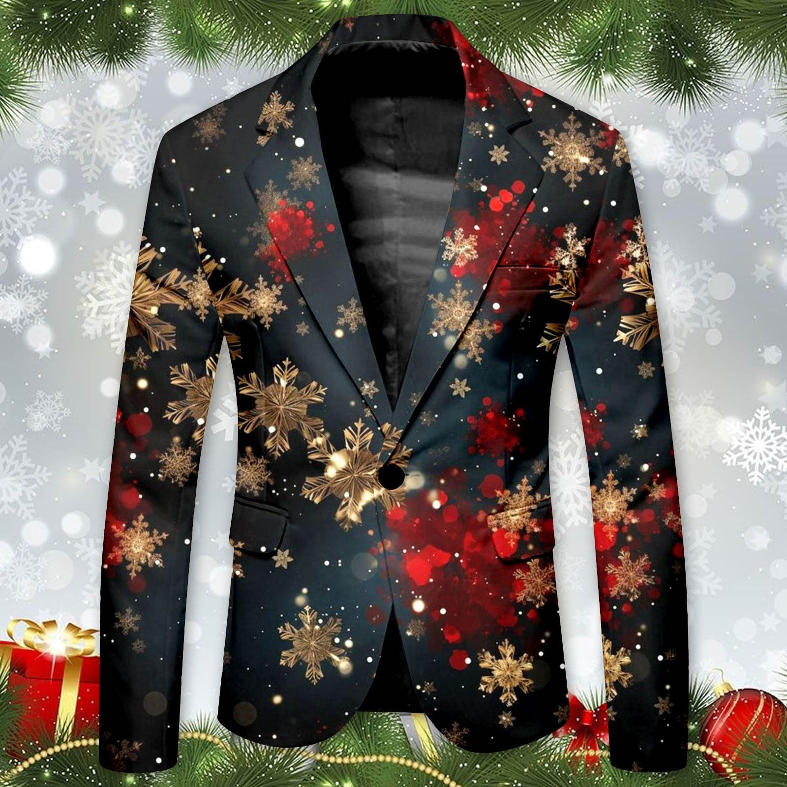Chaqueta de Navidad para hombre, diseño navideño, deportiva, esmoquin, traje divertido, para hombres, Navidad, festivo, manga larga, chaqueta de traje, disfraz de Navidad, corte holgado, ropa de calle