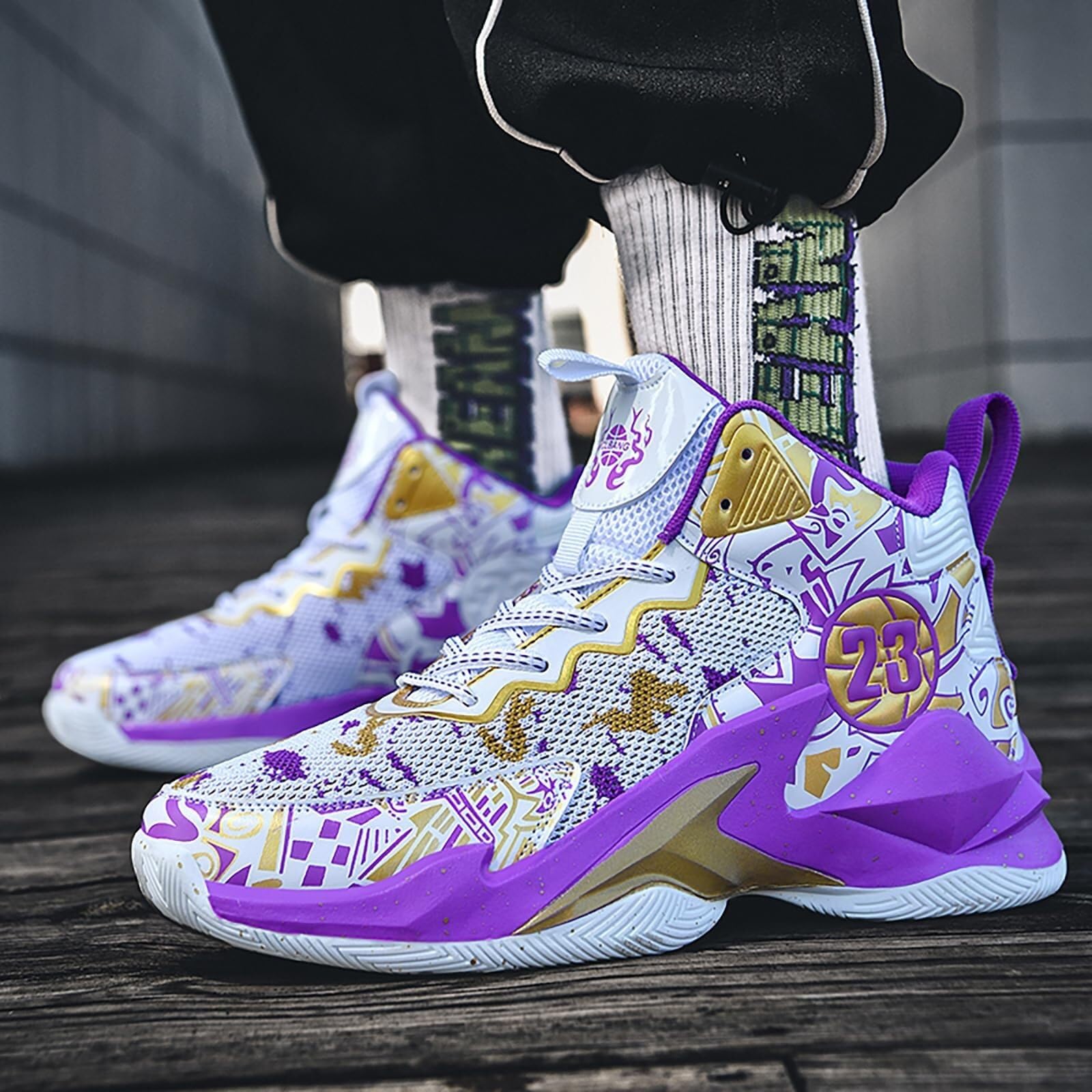 Buty do Koszykówki Unisex Podeszwa Gumowa Amortyzacja Wsparcie | Podeszwa gumowa z siateczką, grip i amortyzacja; wysoka cholewka stabilizuje kostkę na sport i na co dzień