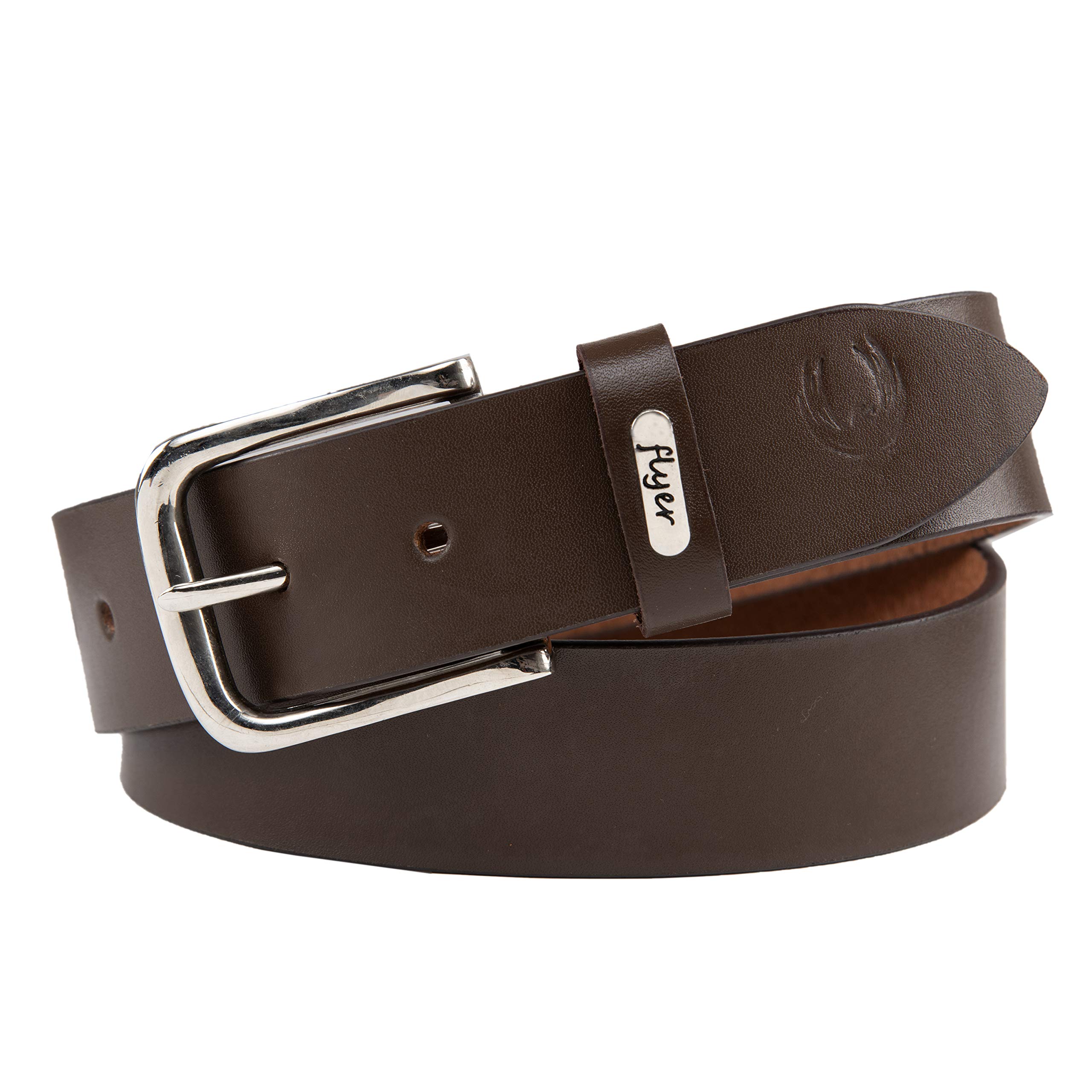 Flyer Men's Leather belt (Formal/Casual) (Colour -Brown/Black) Buckle Adjustable Size Genuine Leather (B908) (Pack of 1)