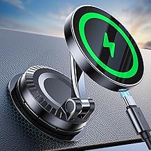 Coolpow 15W Support Telephone Voiture Induction【Base rotative 360°】 MagSafe Chargeur Voiture Tableau de Bord Chargeur Induction Voiture Magnetique pour iPhone 16 15 14 13 12 Pro Max Plus