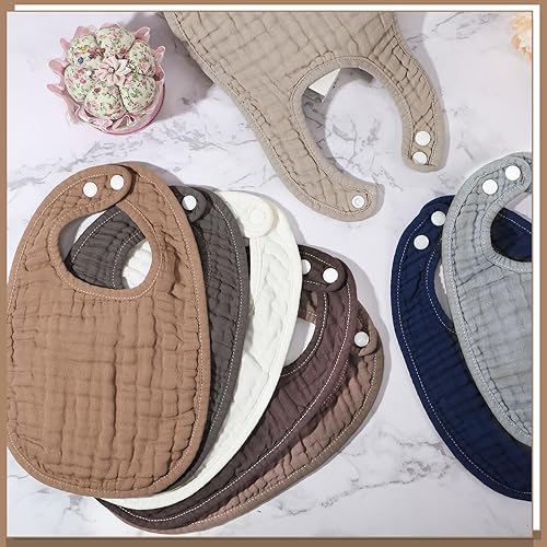 Miniatura 5 de Frienda 8 baberos de muselina de algodón para bebés, baberos a granel para niños y niñas, recién nacidos, 6 capas absorbentes, accesorios de