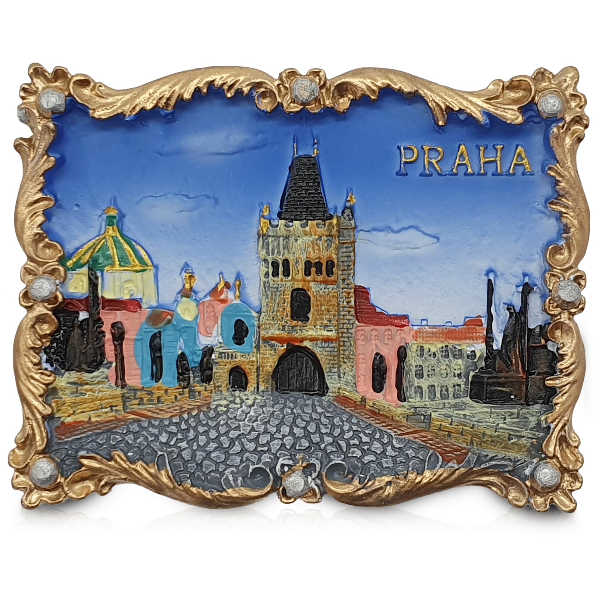 Maxi-Solutions Prague Athens Greece Souvenir Refrigerator Magnet, Parthenon And Caryatids Design, 3D Resin (Prague)