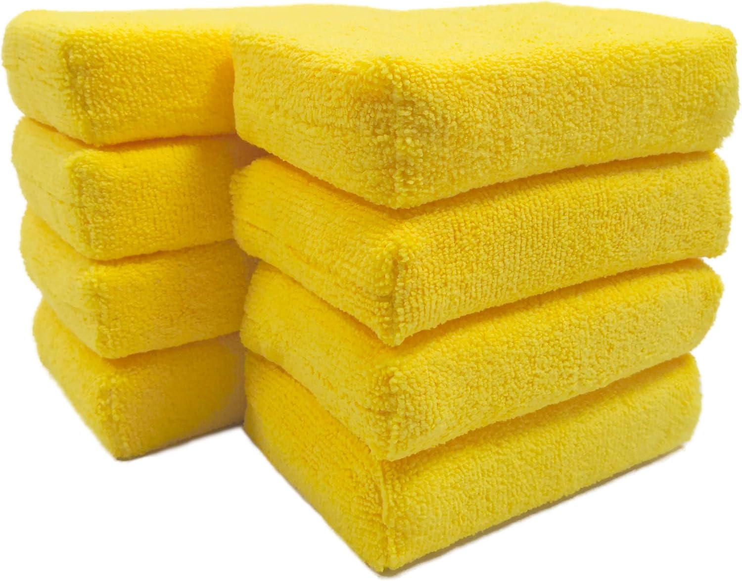 Polyte Microfiber Detailing Wax Applicator Foam Sponge (Yellow, 8 Pack, 6x4x1.5)