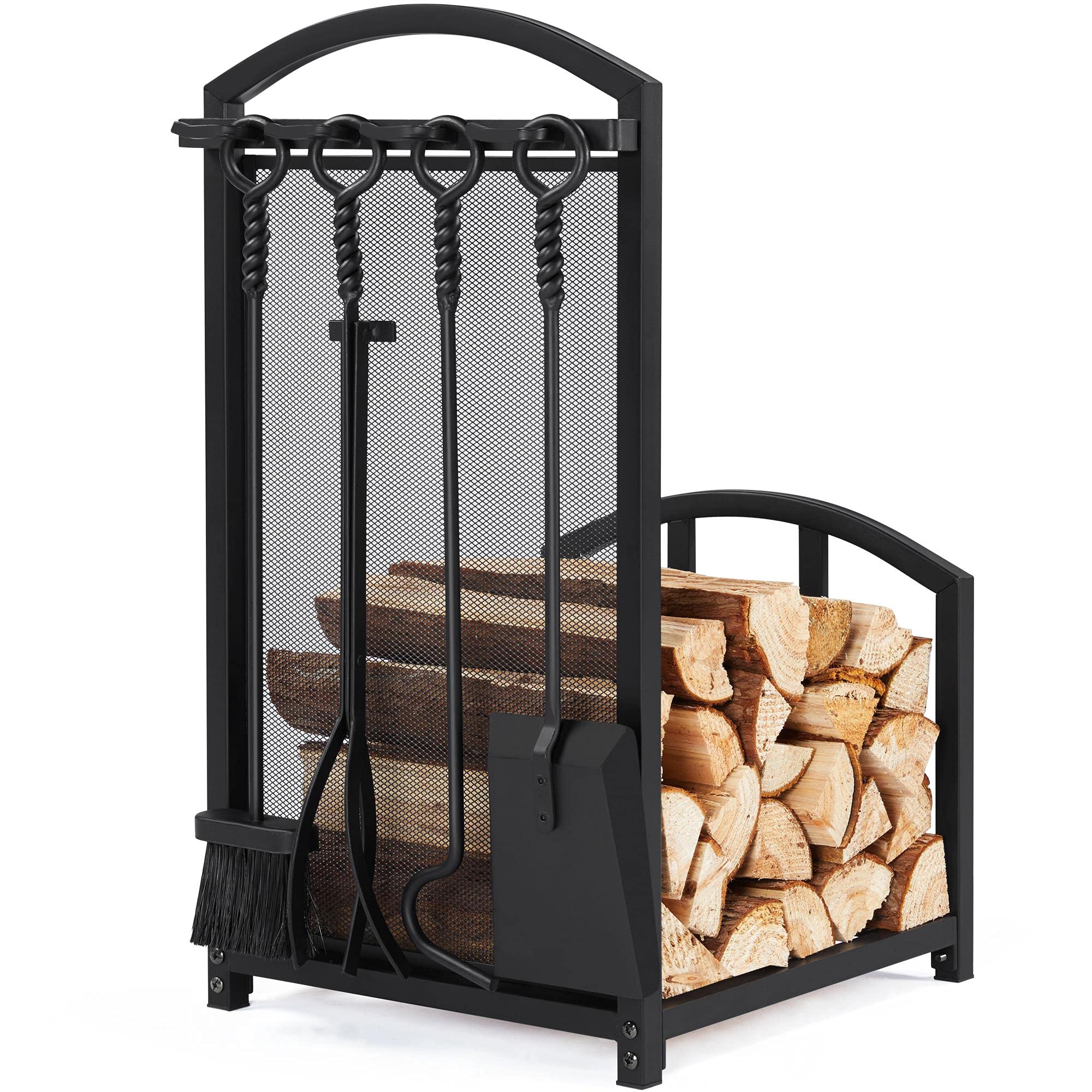 Buy Yaheetech Fireplace Log Holder, Metal Log Basket with 4 Pcs