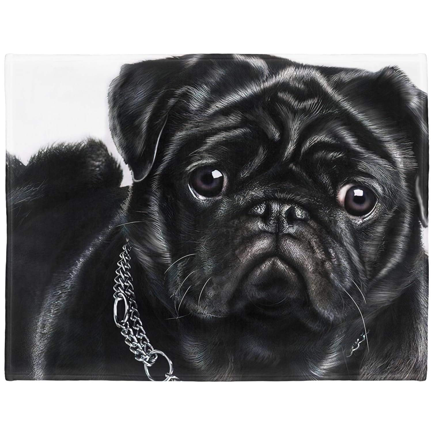 Yisumei Colour 1 Black Pug Blanket, Cuddly Blankets, Soft Flannel Fleece Blanket, Bed Throw (150 X 200 Cm)