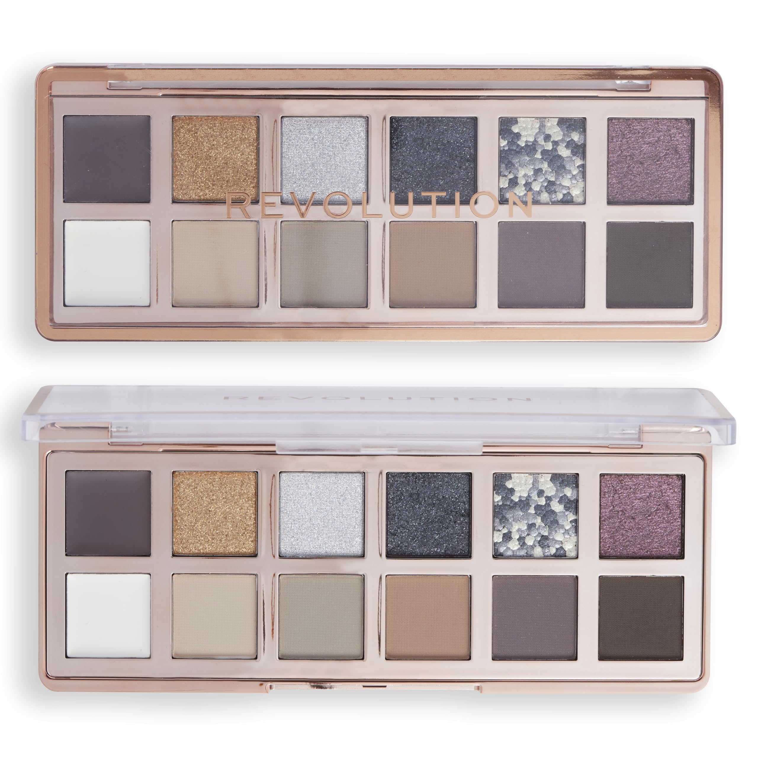 Revolution Beauty – paleta ikon – 12 kolorów o wysokiej pigmentacji – matowe i błyszczące, paleta Ikonów smokey | Silny efekt pigmentu, wegański i przyjazny zwierzętom