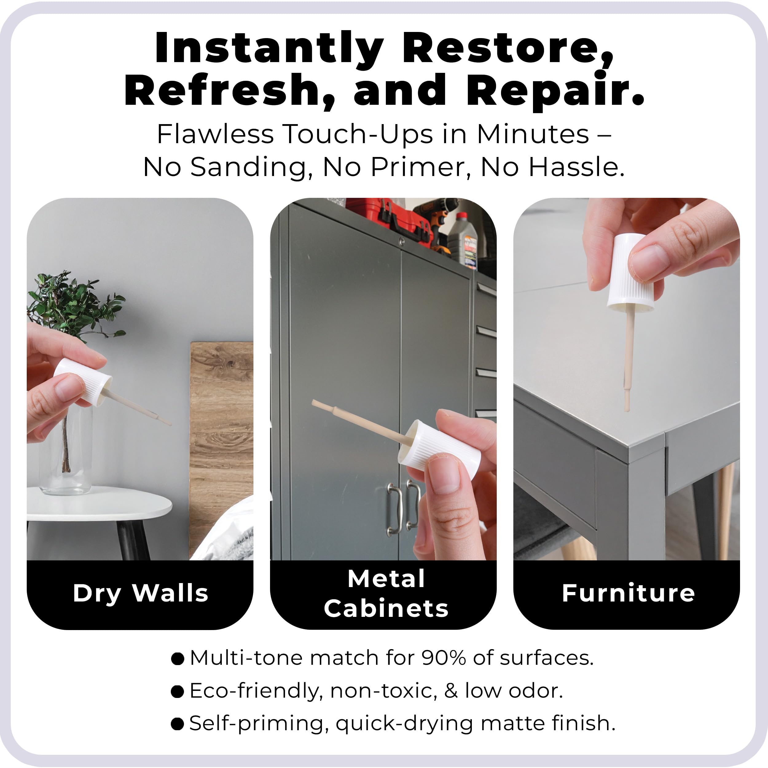 Spot. Touch Up-Paint, Matte Finish, For Cabinets, Walls, Windows, Doors, And Furniture, 3 Color Kit Matches 90% Of Surfaces, Gre - View #11