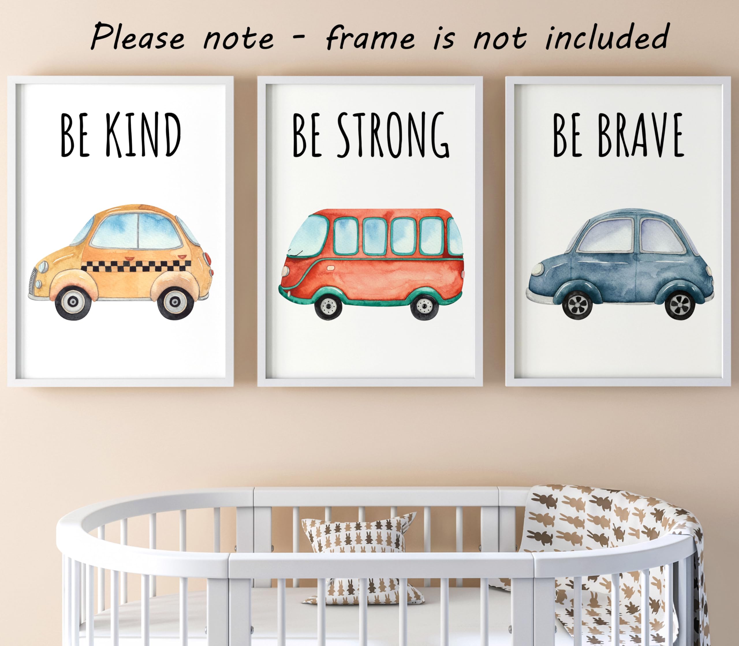 Transport Vehicles Set of 3 Unframed Poster Prints for Boy Girl Nursery Bedroom Playroom Watercolour Design - Image 3
