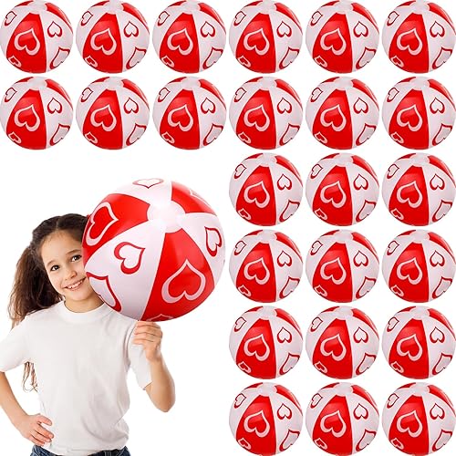 Miniatura 1 de 24 bolas de playa para el día de San Valentín para niños, inflables de plástico para decoración de fiesta de San Valentín, intercambio de aula,