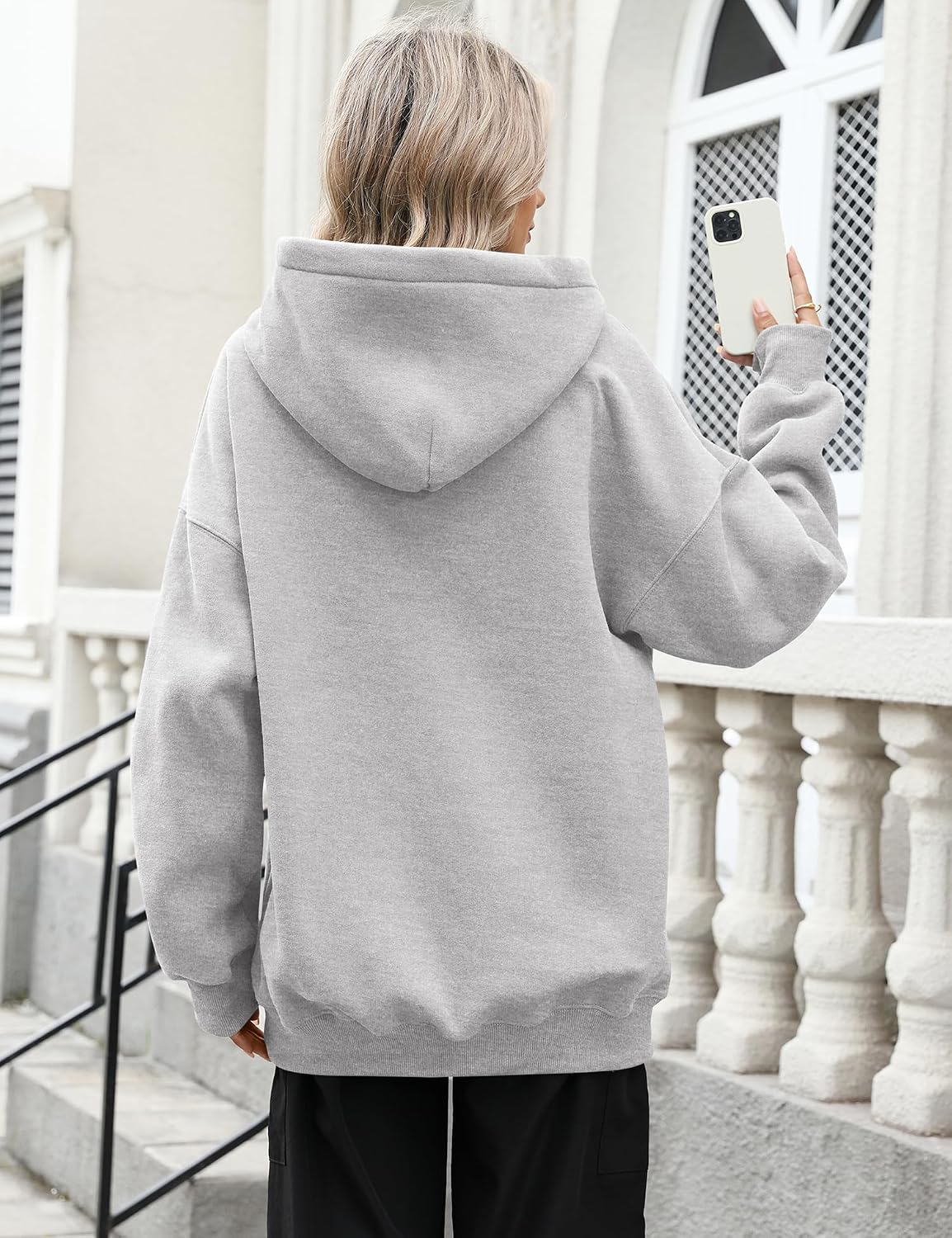 LOMON Hoodies for Women Oversized Sweatshirt Hooded Long Sleeve Casual Fleece Tops Pullover Sweater with Pocket image 5