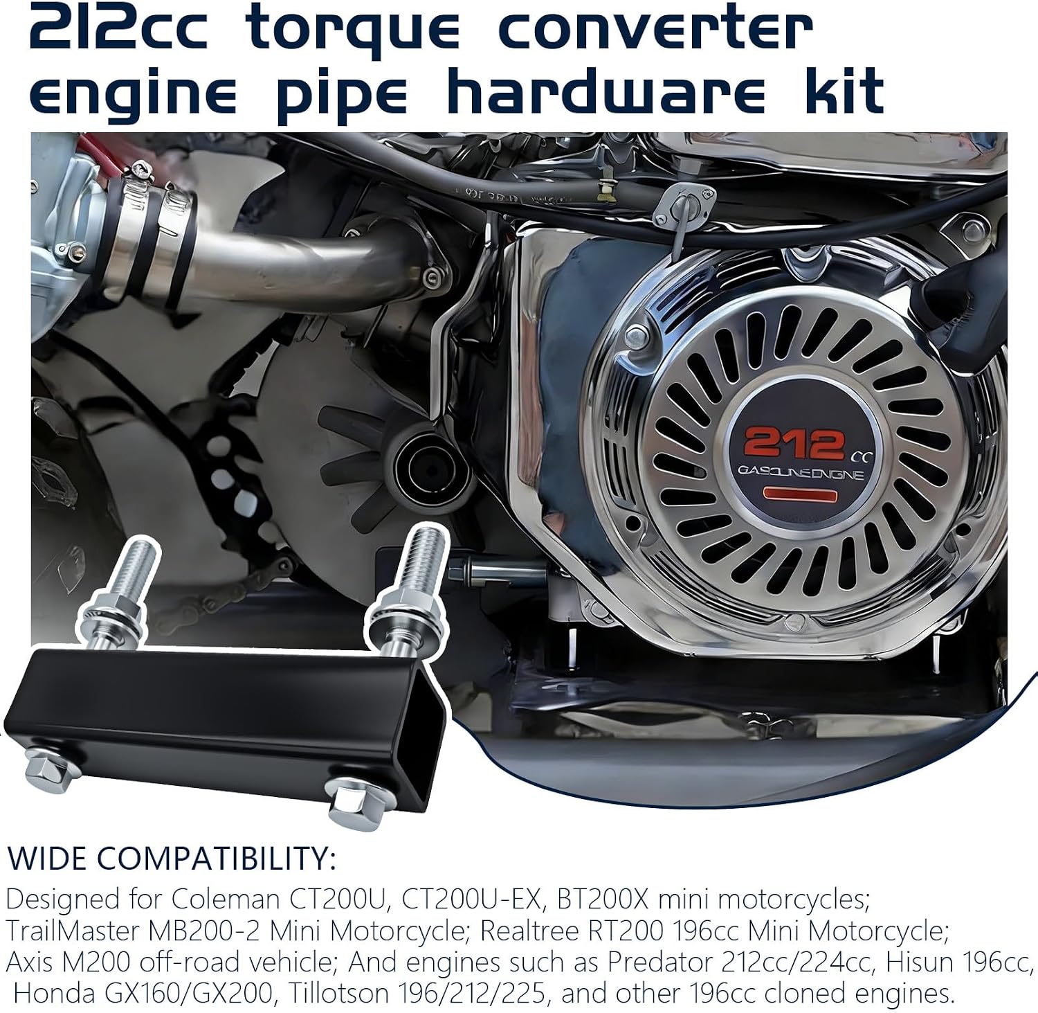 Torque Converter Engine Motor Riser Hardware Kit for Predator 212cc 224cc 196cc 6.5hp Coleman CT200U BT200X Baja Warrior Massimo mb200 GX160 GX200 Engine Mini Bike Go Kart Parts