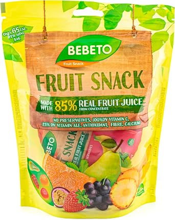 Bebeto Fruit Hearts 105g, Real Fruit Juice + No Artificial Colours or Flavours + Halal Certified Sweets, Each Pack Contains 7 x mini 15g bags, Total Single Pack, 105g Peach
