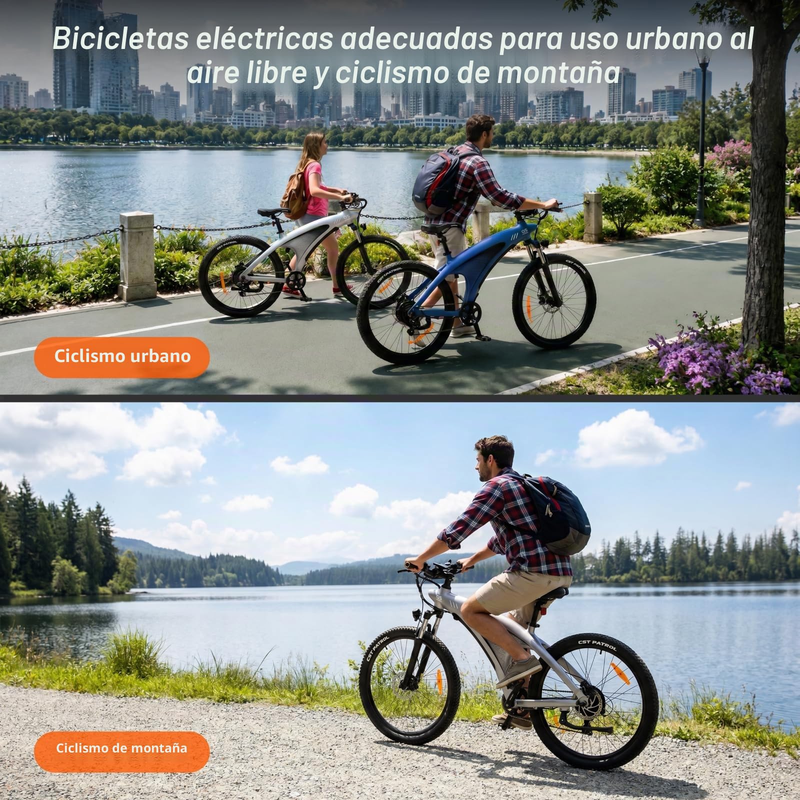 HX Q5 Shark Bicicleta Eléctrica Adulto de Montaña, 27.5" Bicicleta Eléctrica Urbana, Motor 85 NM,13/20 Ah, Autonomía 40-220 km, Suspensión Ajustable y Frenos de Disco Hidráulicos Ebike