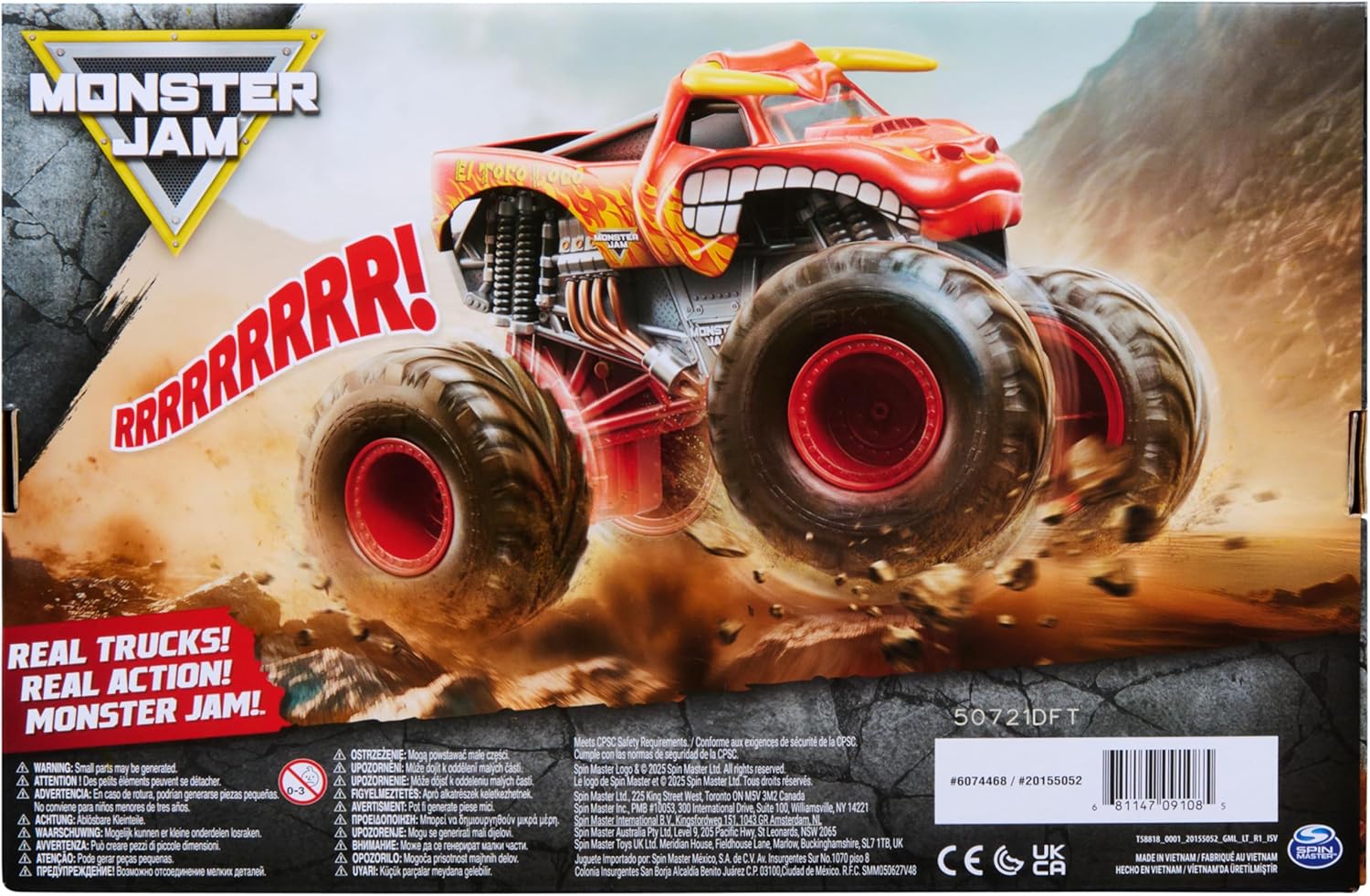 Monster Jam, Official El Toro Loco Rev ‘N Roar 1:15 Scale Monster Truck, Kids Toys for Boys & Girls Ages 3 and up