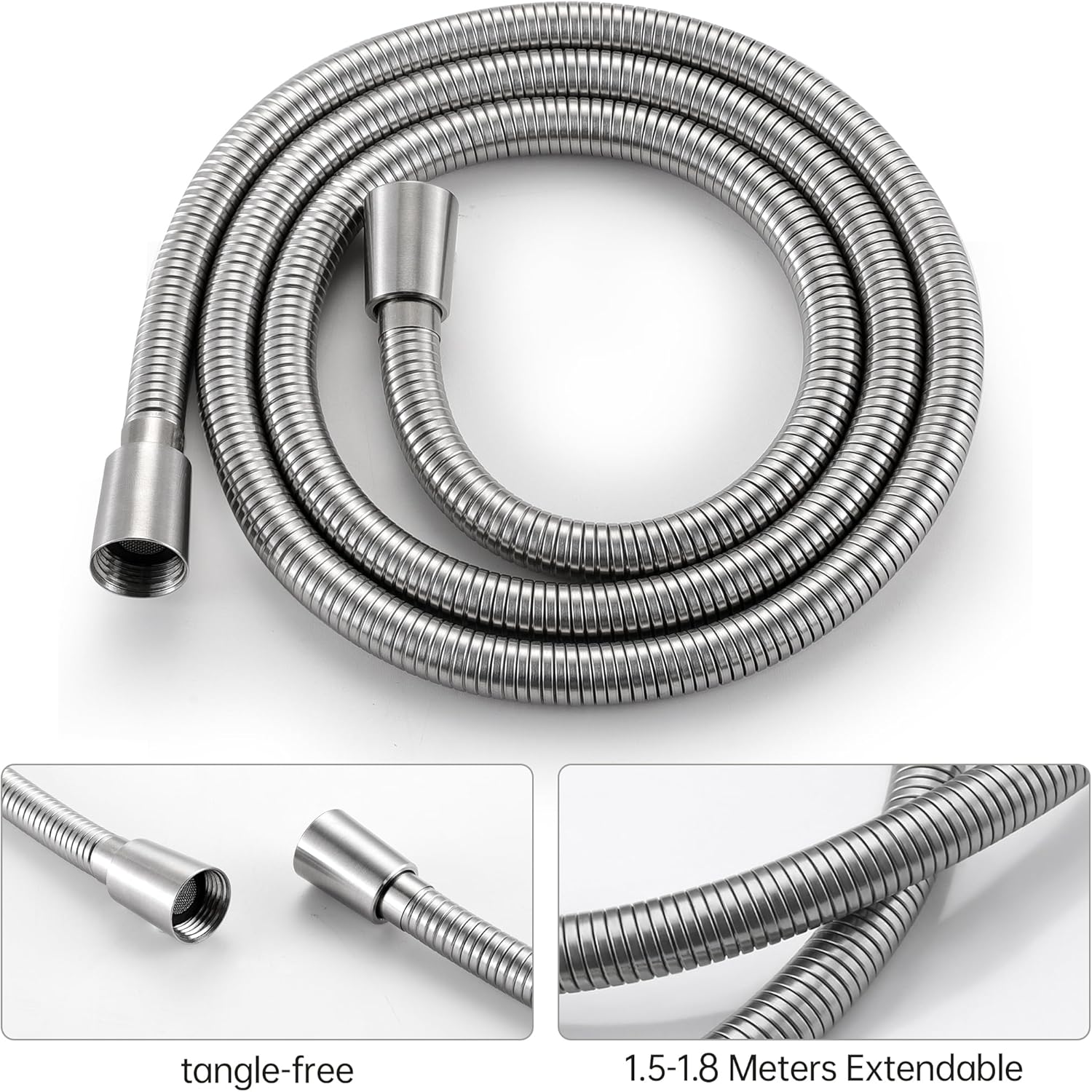 KES Bathroom Handheld Shower Head with Extra Long Hose and Bracket Holder Brushed Stainless Steel, LP150-BS