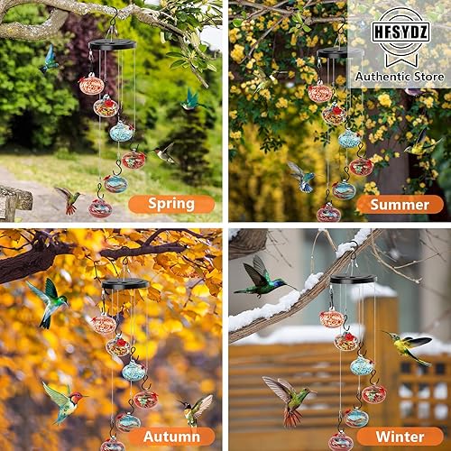 Miniatura 7 de Encantadoras campanillas de viento para colibríes para colgar al aire libre, a prueba de hormigas y abejas, único comedero de vidrio soplado a mano