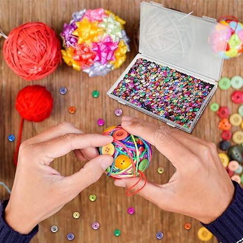 Miniatura 5 de 80000 Pcs Bulk Loose 6 mm Round Embroidery Sequins with Holes Rainbow Sequins for Crafts with Storage Box Spangles for Jewelry Making Sewing DIY