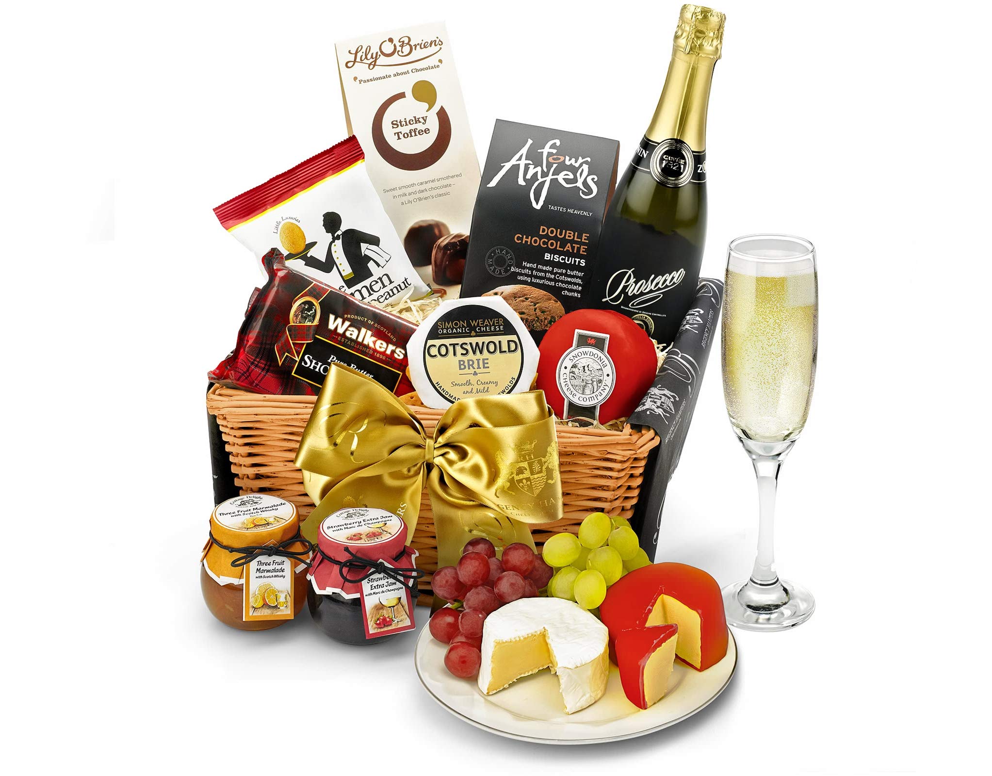 Sponsored Ad – Downton Xmas Prosecco Gift Set - Premium Food & Sparkling Wine Hamper with Vintage Cheddar, Organic Brie, Shortbread & Artisan Chocolates - Christmas Prosecco Gift Baskets, from Regency Hampers