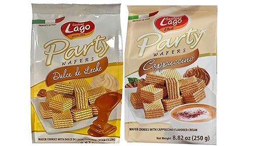Gastone Lago Party Variety Wafers - Relleno de crema de 8.82 onzas, 8.82 oz (paquete de 2) (Dulce de Leche / Cappucino, paquete de 2)