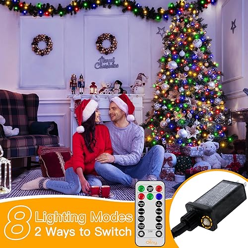 Miniatura 4 de Ollny Luces de árbol de Navidad, 400 LED, 8.2 pies x 16 cuerdas con anillo, 8 modos de iluminación, 3 temporizadores, luces de Navidad regulables