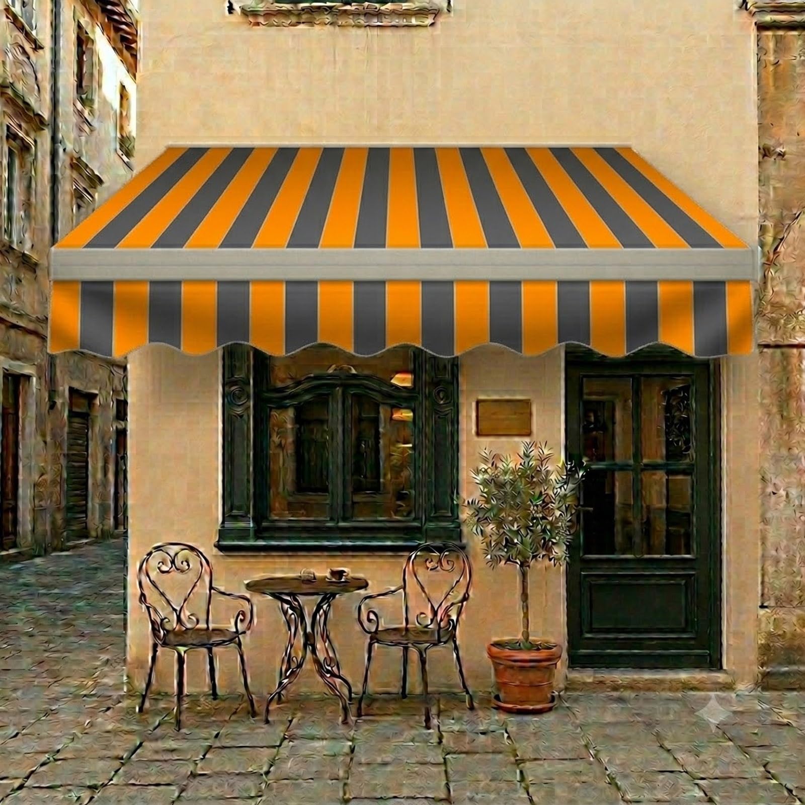 Yidlkecqey Retractable awnings for patio waterproof, patio awnings for outside retractable, window awnings exterior，porch covers for shade and rain waterproof,for courtyards(Type K,10x5ft)