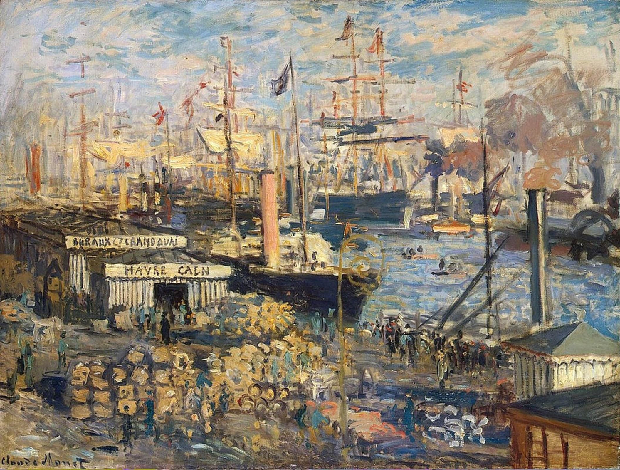 SERENDIPITP Retro Picture Poster Wall Art Pictures Painting Grand Quai At Havre by Claude Monet Wall Art Canvas Print for Wall Decor 60x90cm