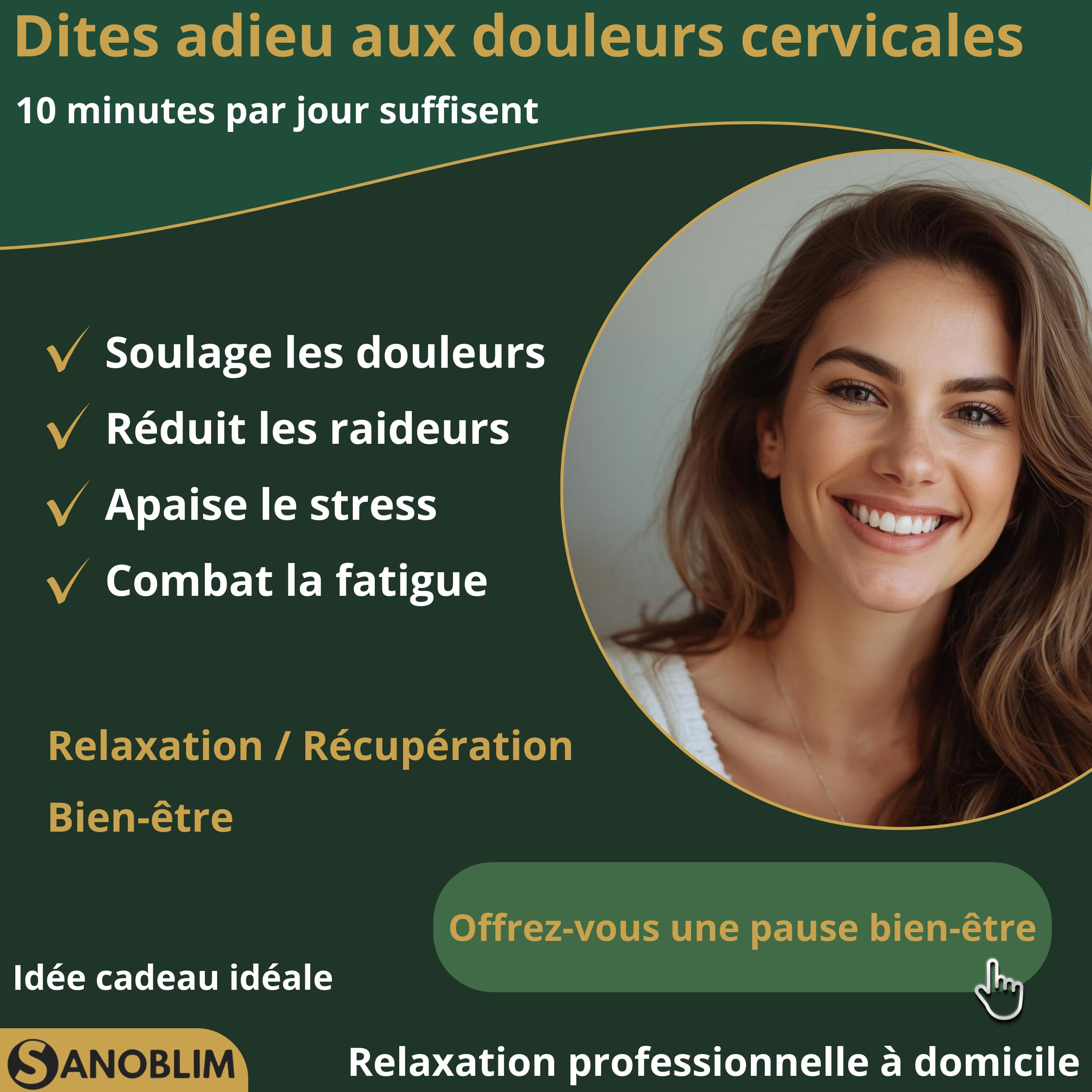 Masseur Cou et Cervicales Shiatsu 4D Électrique avec Chaleur (2 Réglages) – Main Bionique Massante Nuque,Dos et Épaules, 3 Intensités de Massage, Appareil de Relaxation Musculaire, Sans Fil,Vert