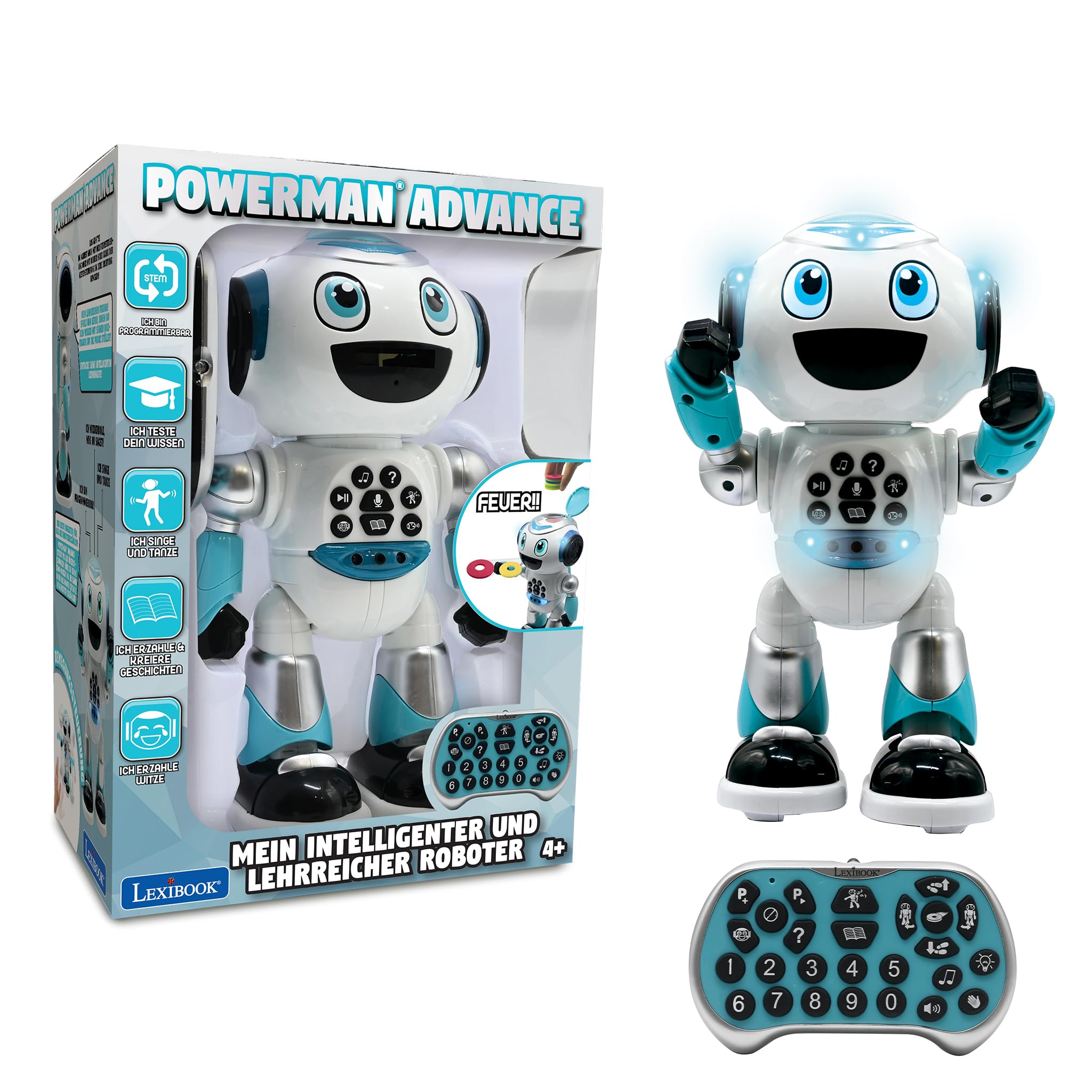 LexibookPowerman Advance - Remote Control Robot - Interactive and educational toy for children, walks, dances, plays music, makes and tells stories, programmable STEM - ROB28DE