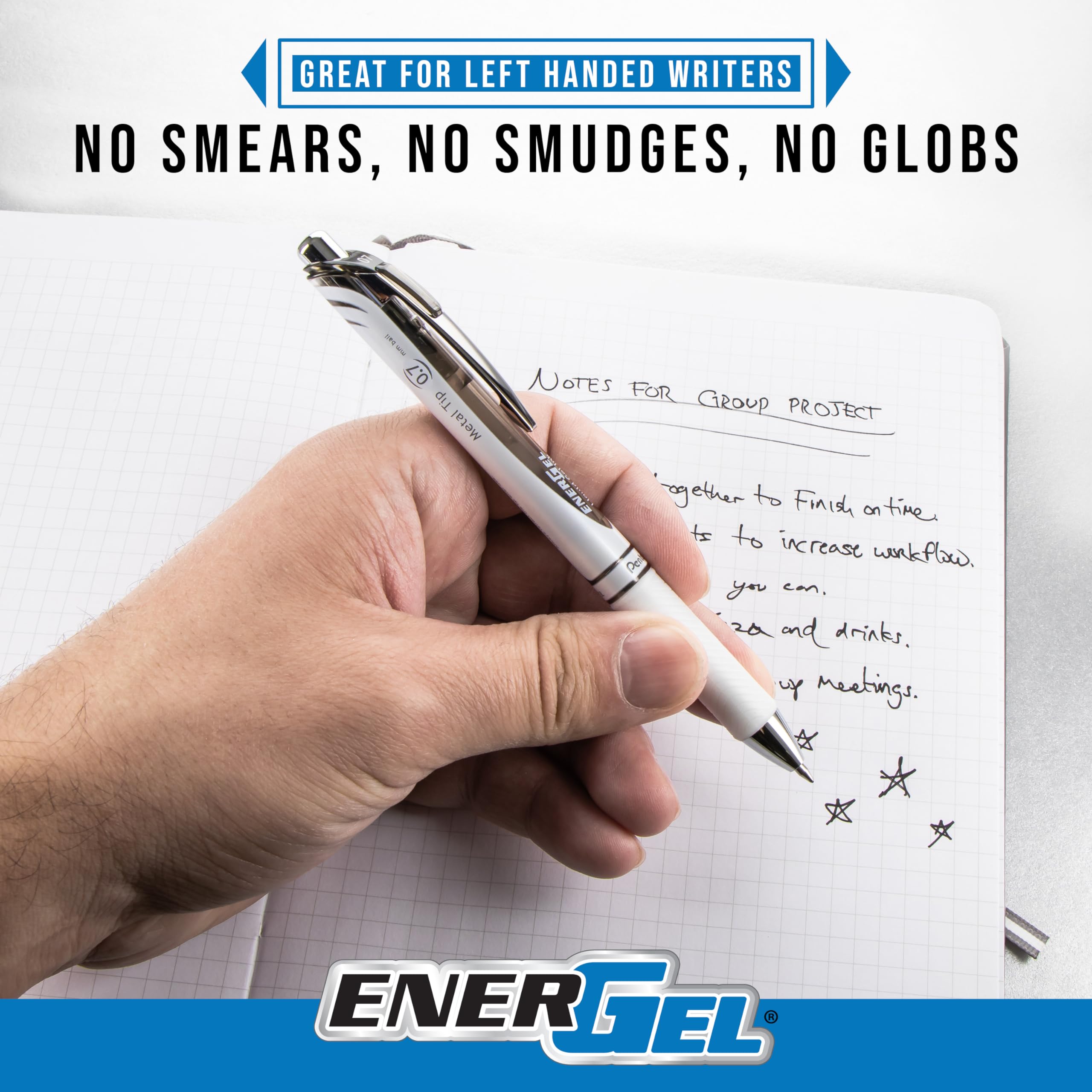 Pentel EnerGel RTX Retractable Liquid Gel Pen 0 7mm Metal Tip Medium Line Blue Ink Plastic-Free Packaging 5 — view 5