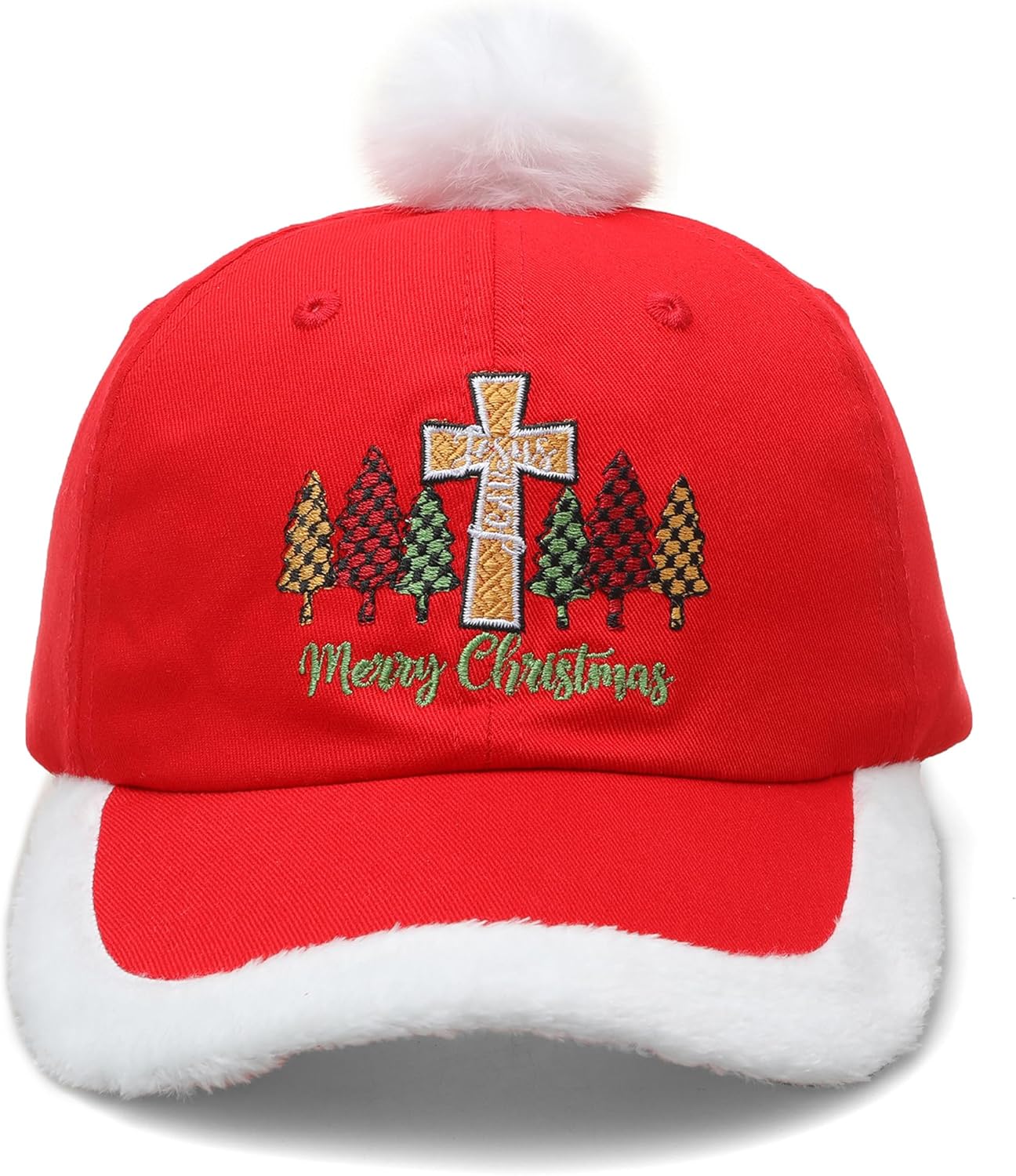 Embroidery Merry Christmas Unisex Hat Santa Trucker Hats, Adjustable Red Santa Baseball Cap, Great Gift for Family