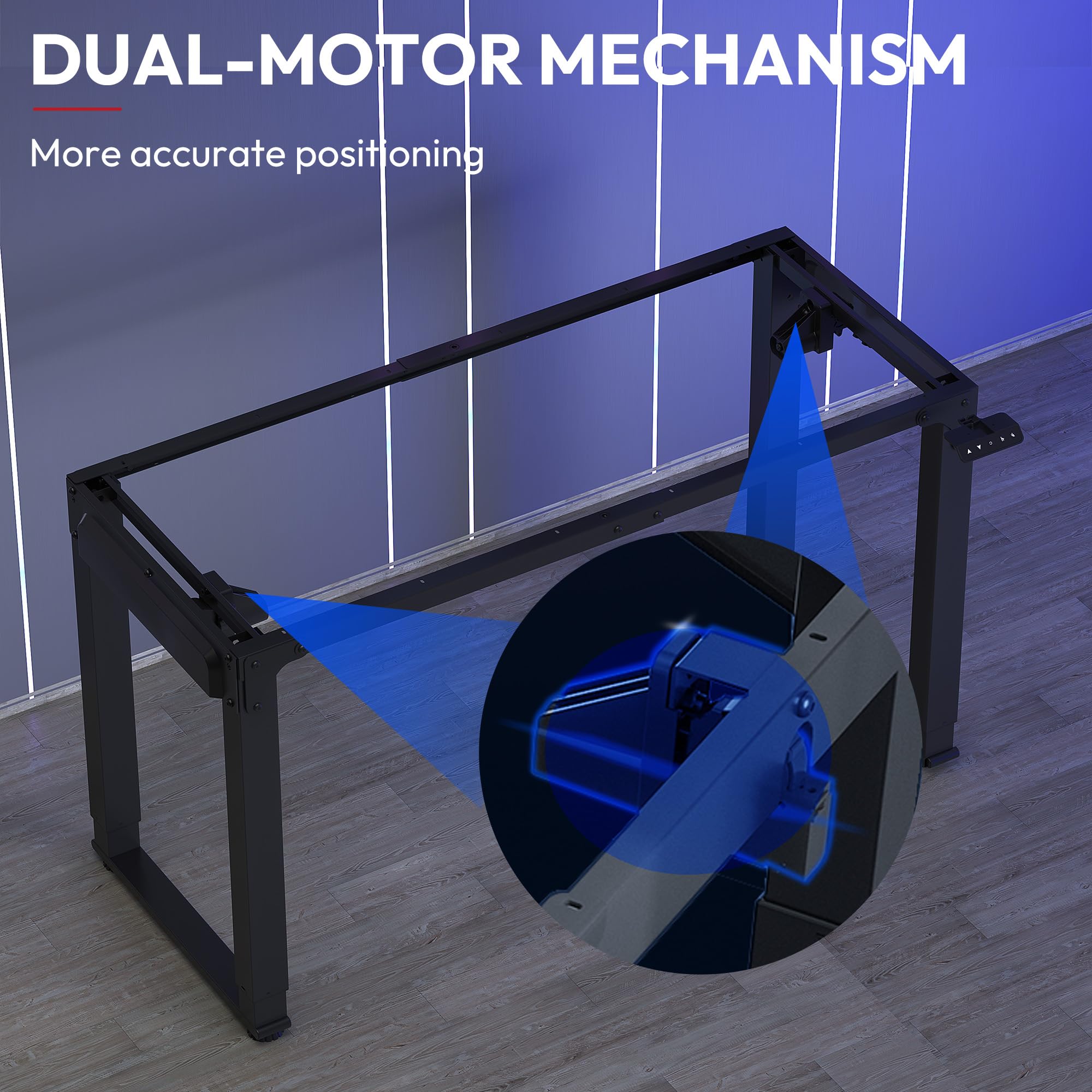 SANODESK Höhenverstellbarer Schreibtisch L-Form 180×110 cm mit Dualmotor & 4 Beinen – extra großer Gaming Standing Desk / Sitz-Steh-Tisch für Zocker, ergonomisch & stark belastbar(Schwarz)