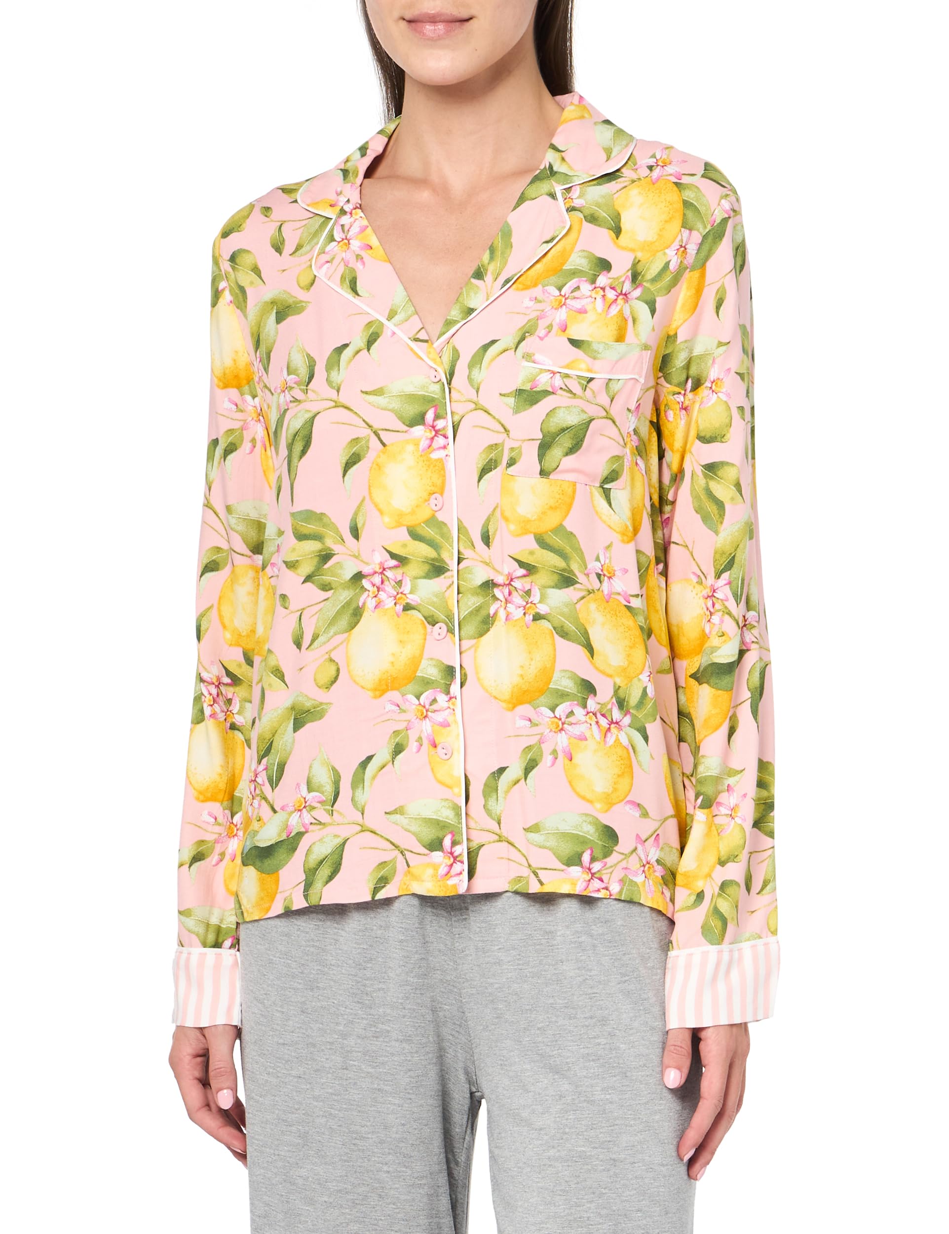 Set PJ Salvage Full Bloom Long Sleeve Pajama Top In Lemon Lemon