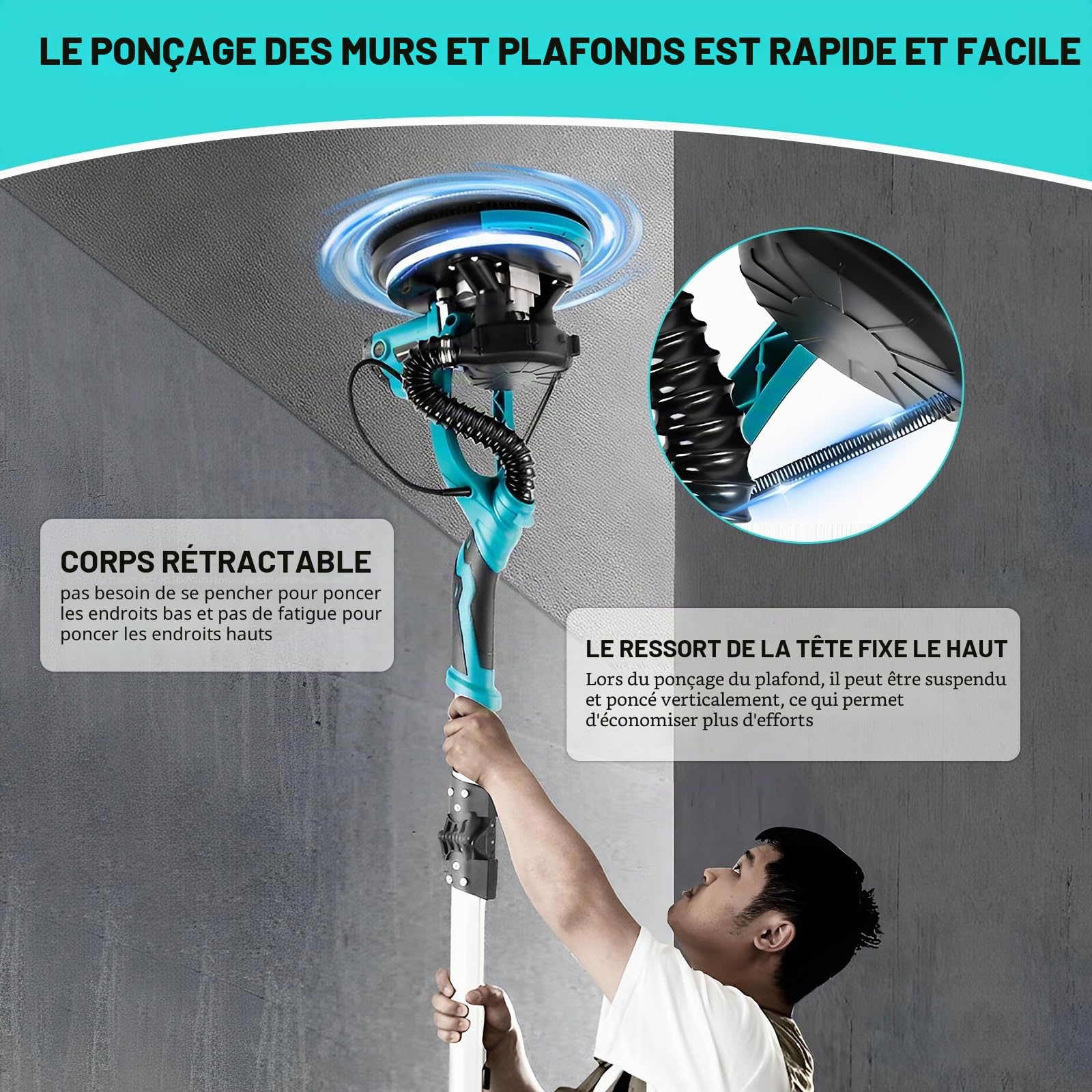 Ponceuse Girafe 850W, Ponceuse Mur et Plafond